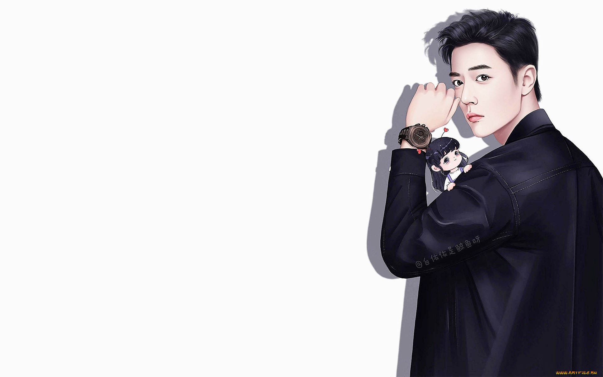 рисованное, люди, сяо, джань