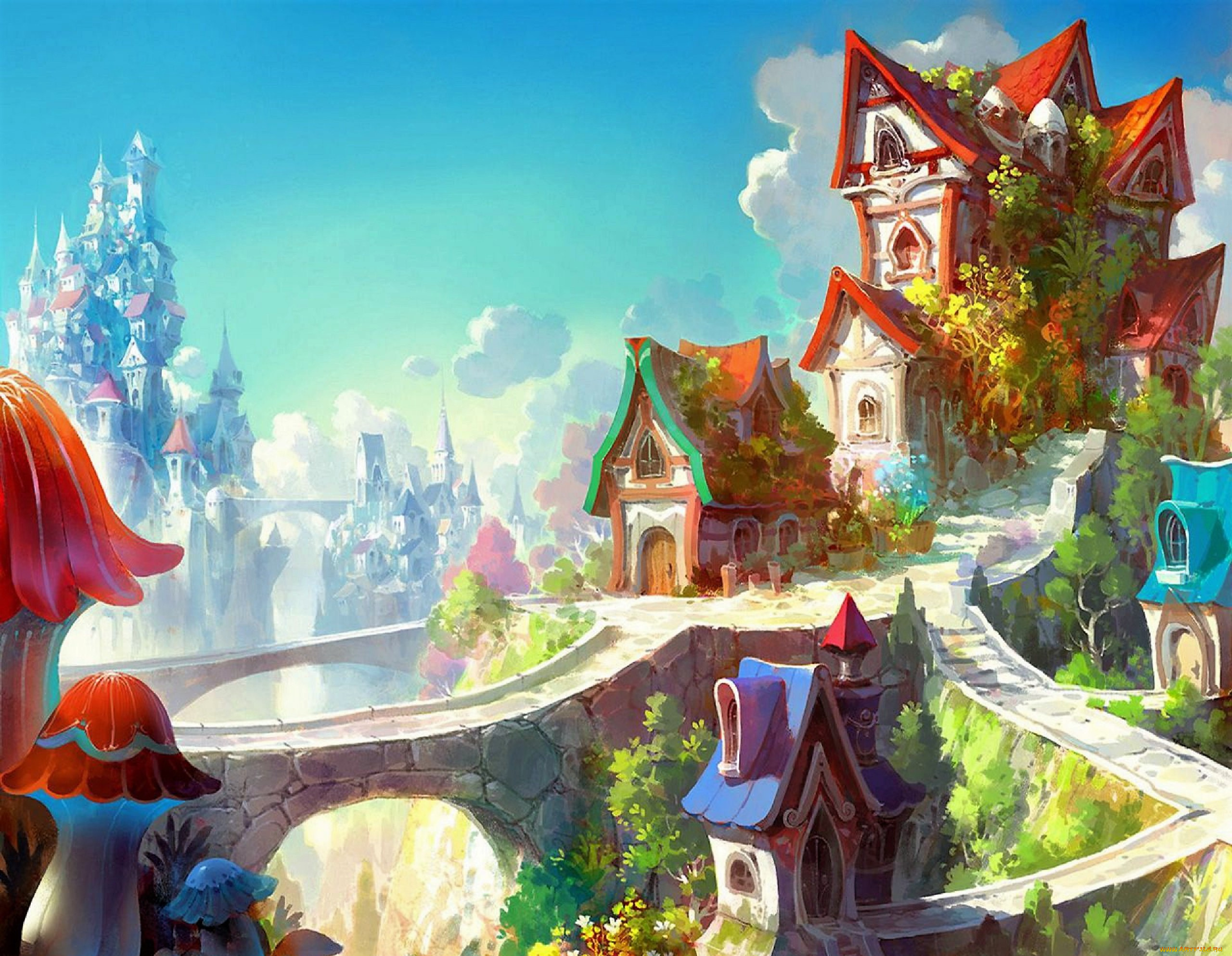 фэнтези, иные, миры, , иные, времена, город, дома, дорожки