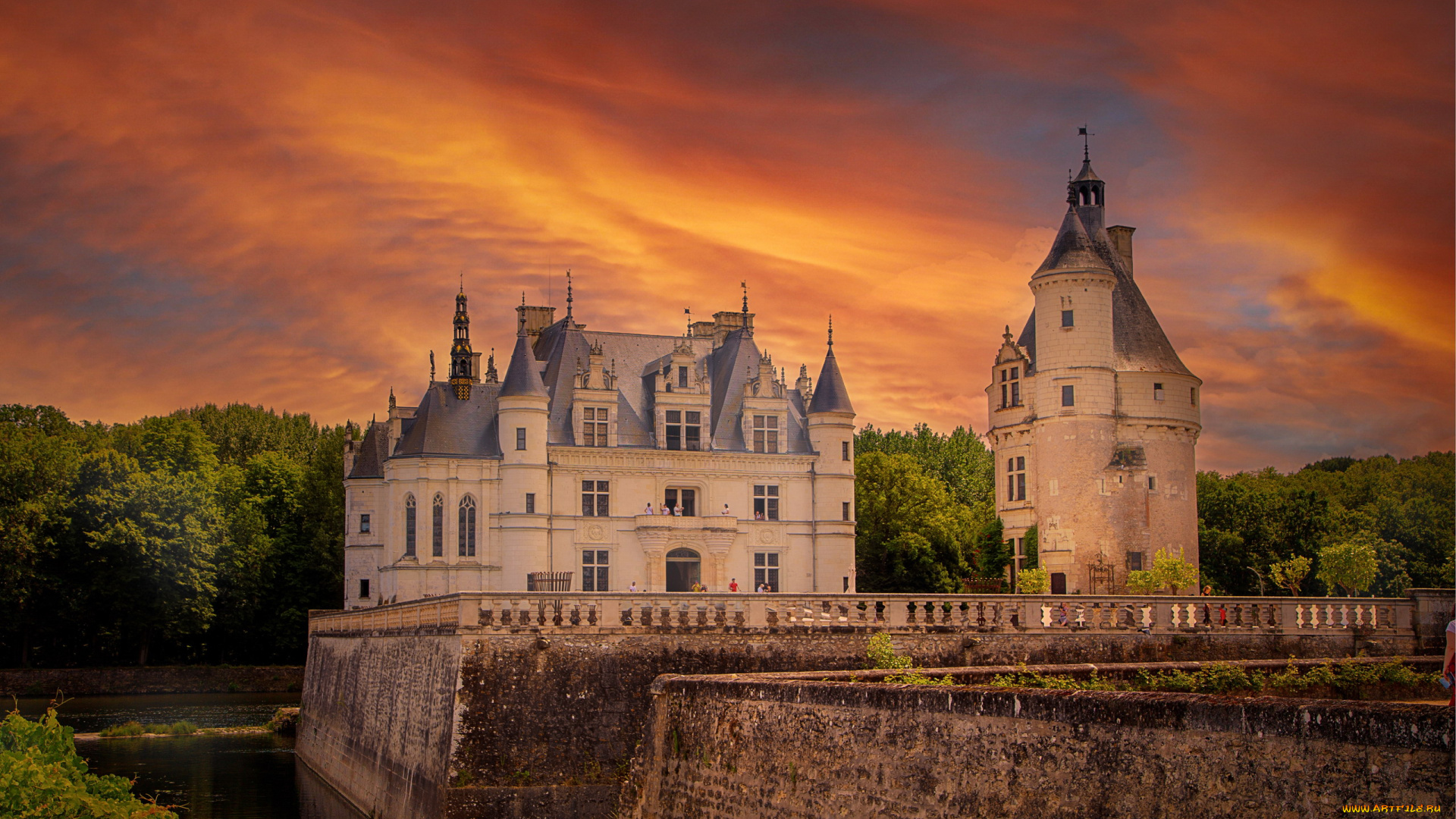 города, замок, шенонсо, , франция, chateau, de, chenonceau, france