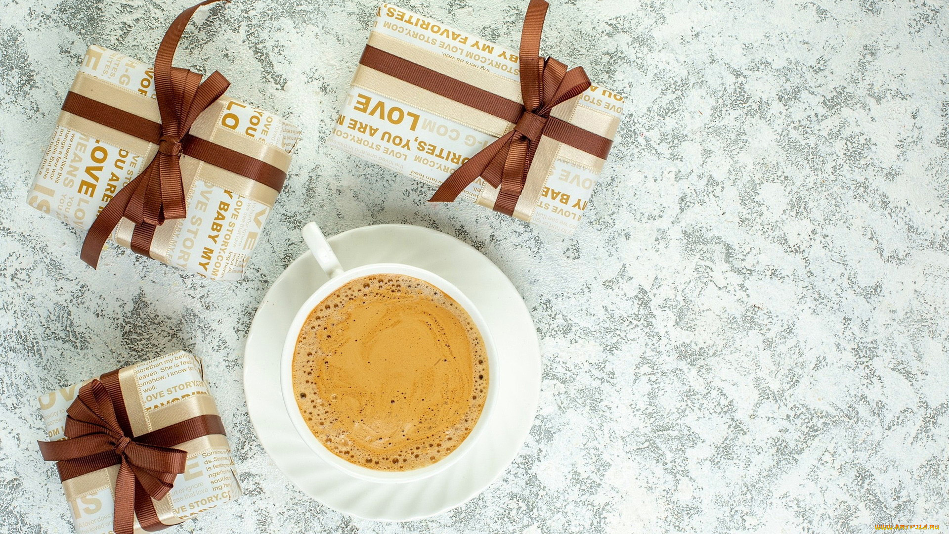 праздничные, подарки, и, коробочки, кофе, подарки, ленты, банты