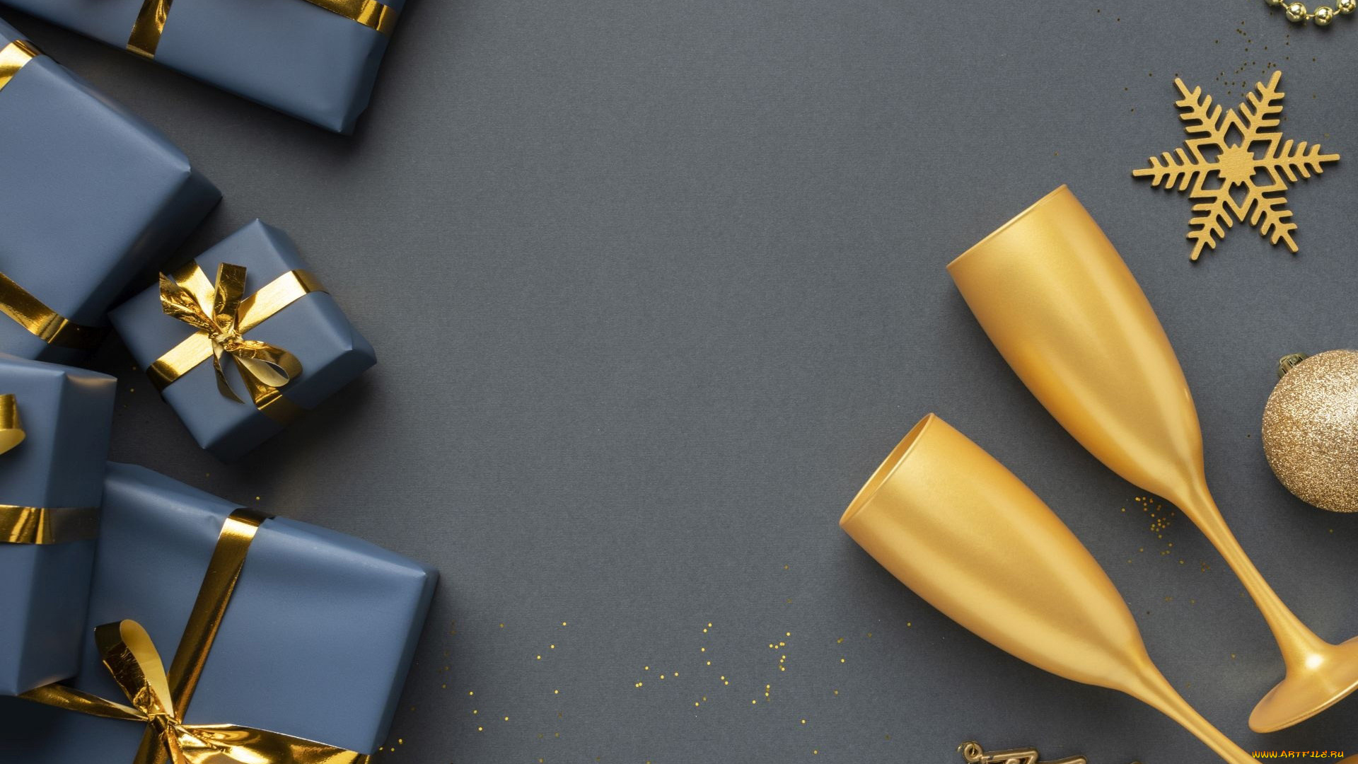 праздничные, подарки, и, коробочки, колокольчик, шишка, подарки, ленты, банты