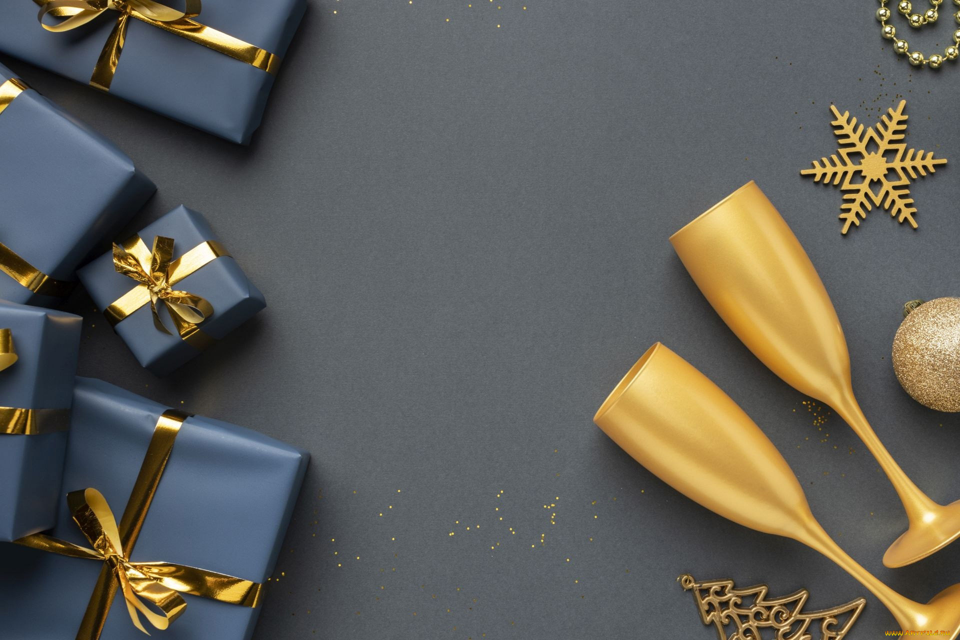 праздничные, подарки, и, коробочки, колокольчик, шишка, подарки, ленты, банты