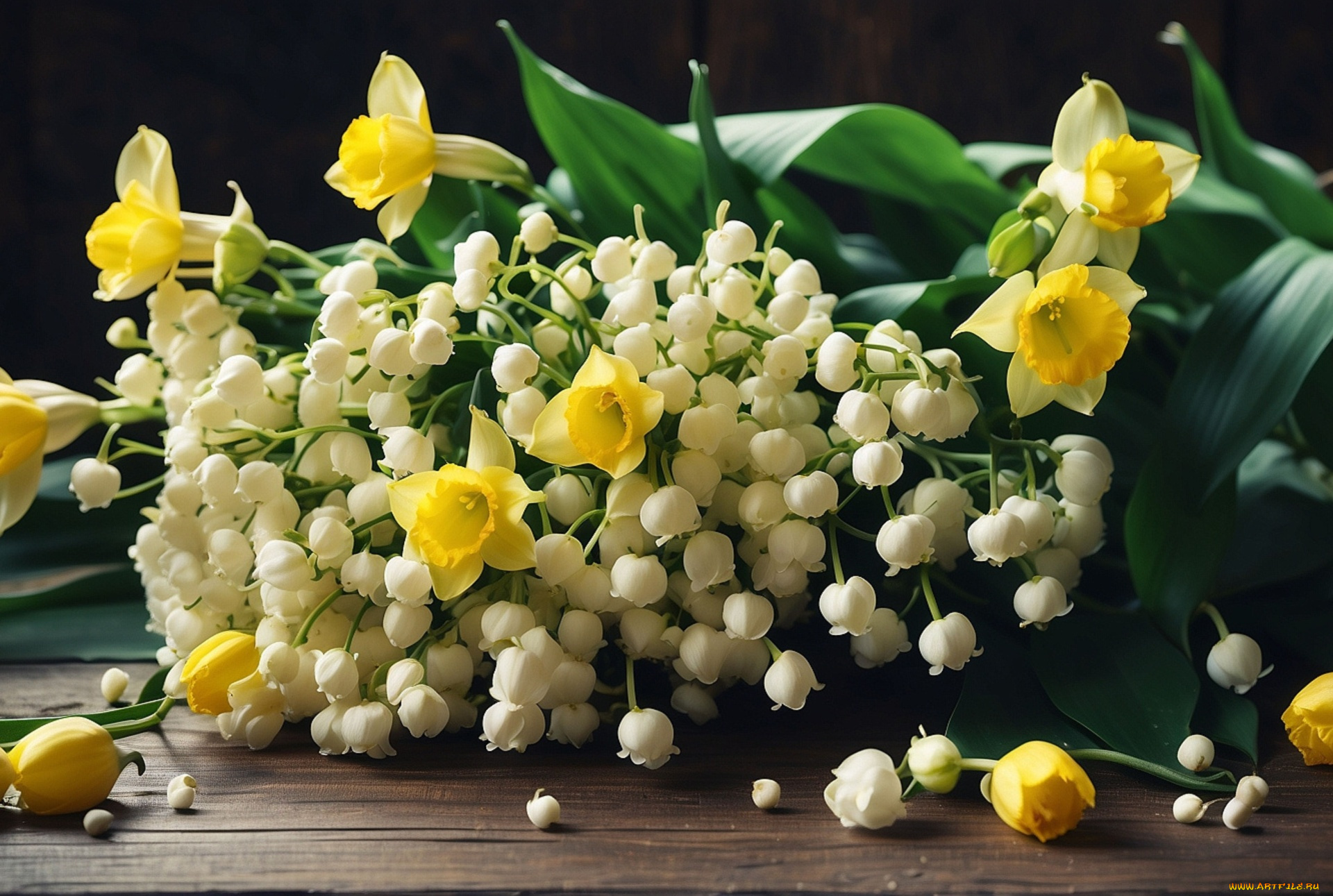 разное, компьютерный, дизайн, ландыши, нарциссы