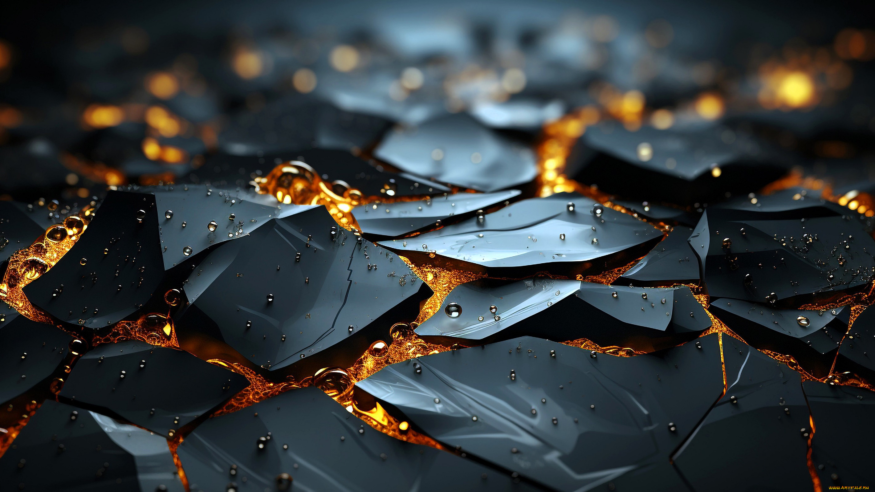 3д, графика, абстракция, , abstract, куски, корка, пузыри, жидкость