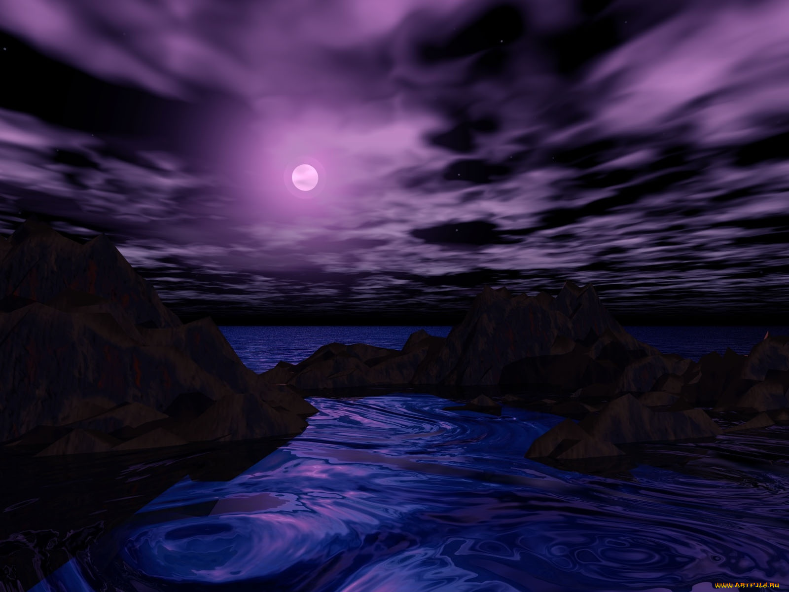 3д, графика, nature, landscape, природа, облака, закат