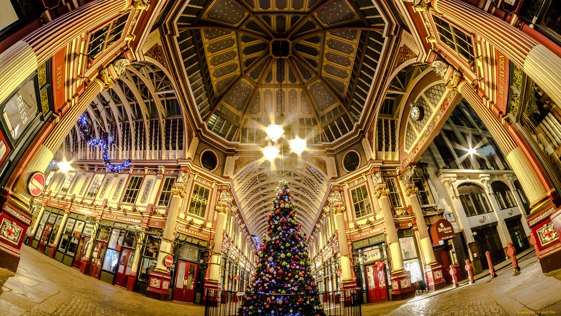 leadenhall, market, london, england, праздничные, Ёлки, лондон, англия, торговый, центр