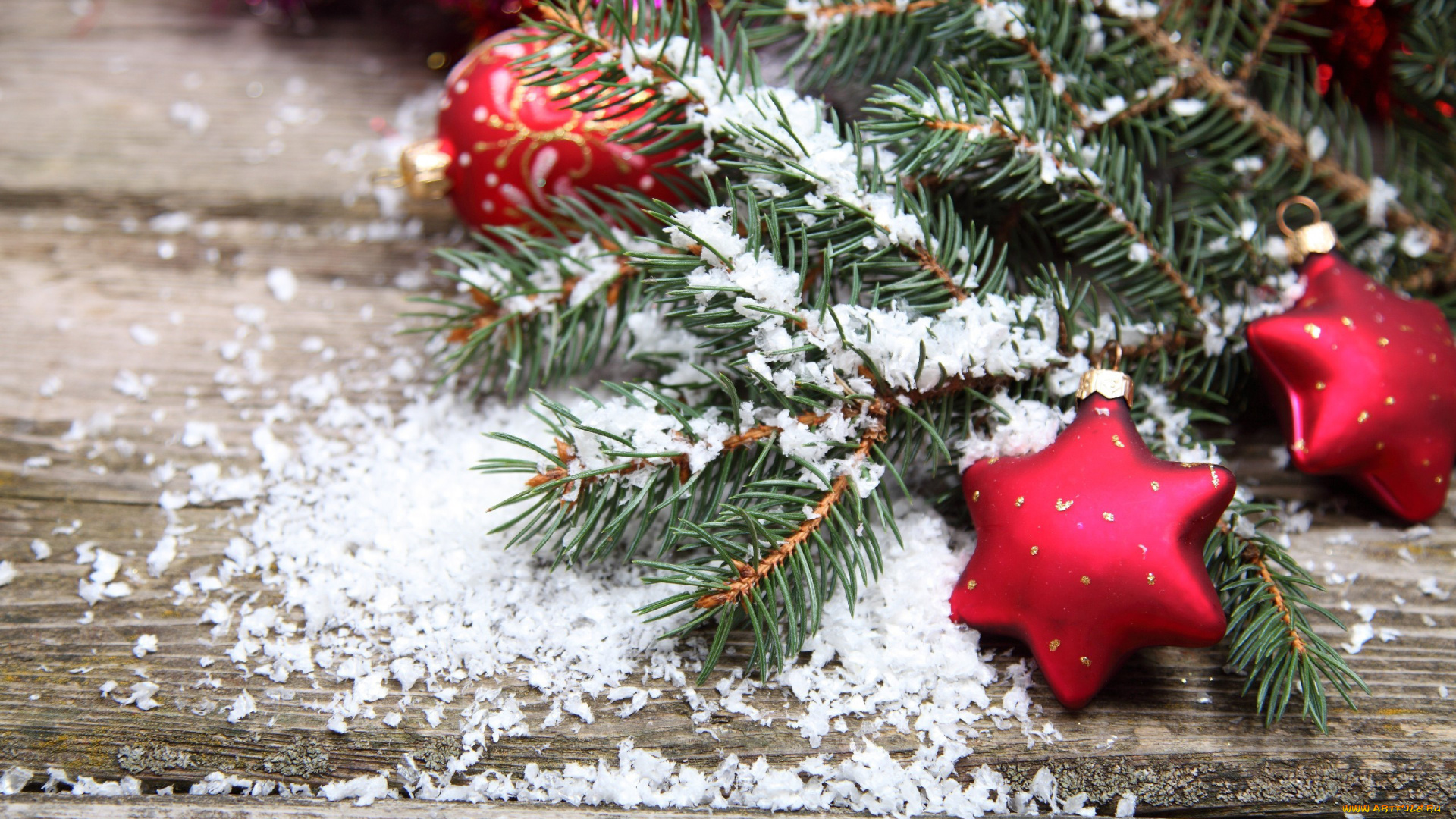 праздничные, украшения, снег, ветка, звездочки