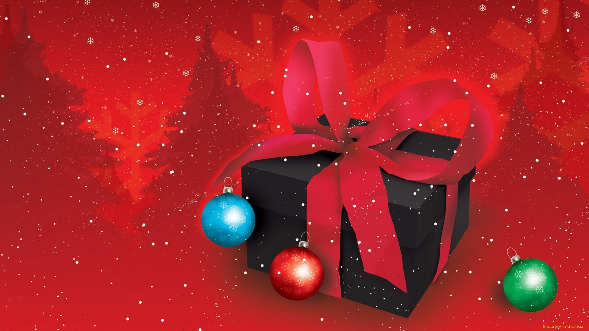 праздничные, векторная, графика, новый, год, бант, коробка, шарики