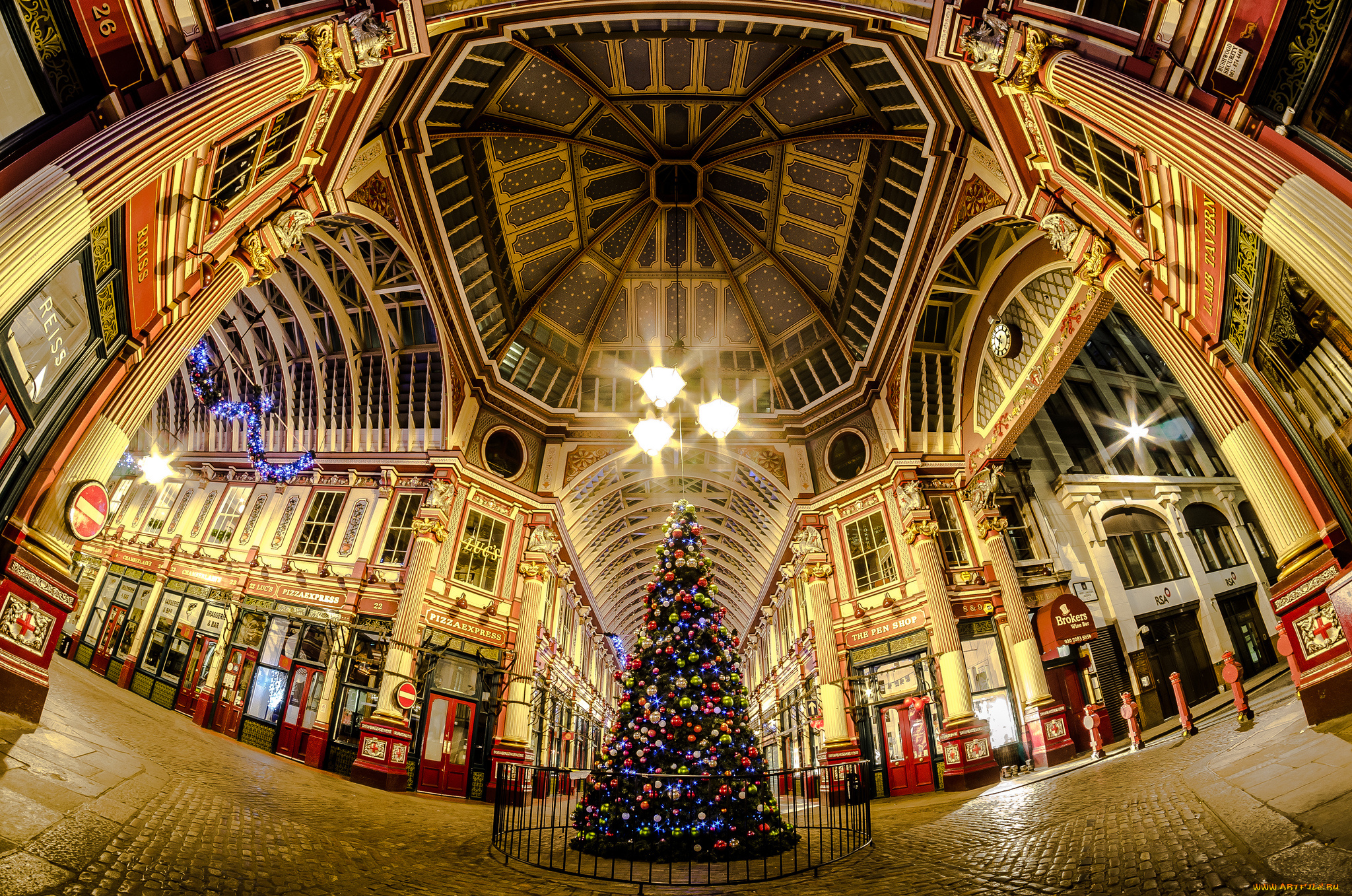 leadenhall, market, london, england, праздничные, Ёлки, лондон, англия, торговый, центр