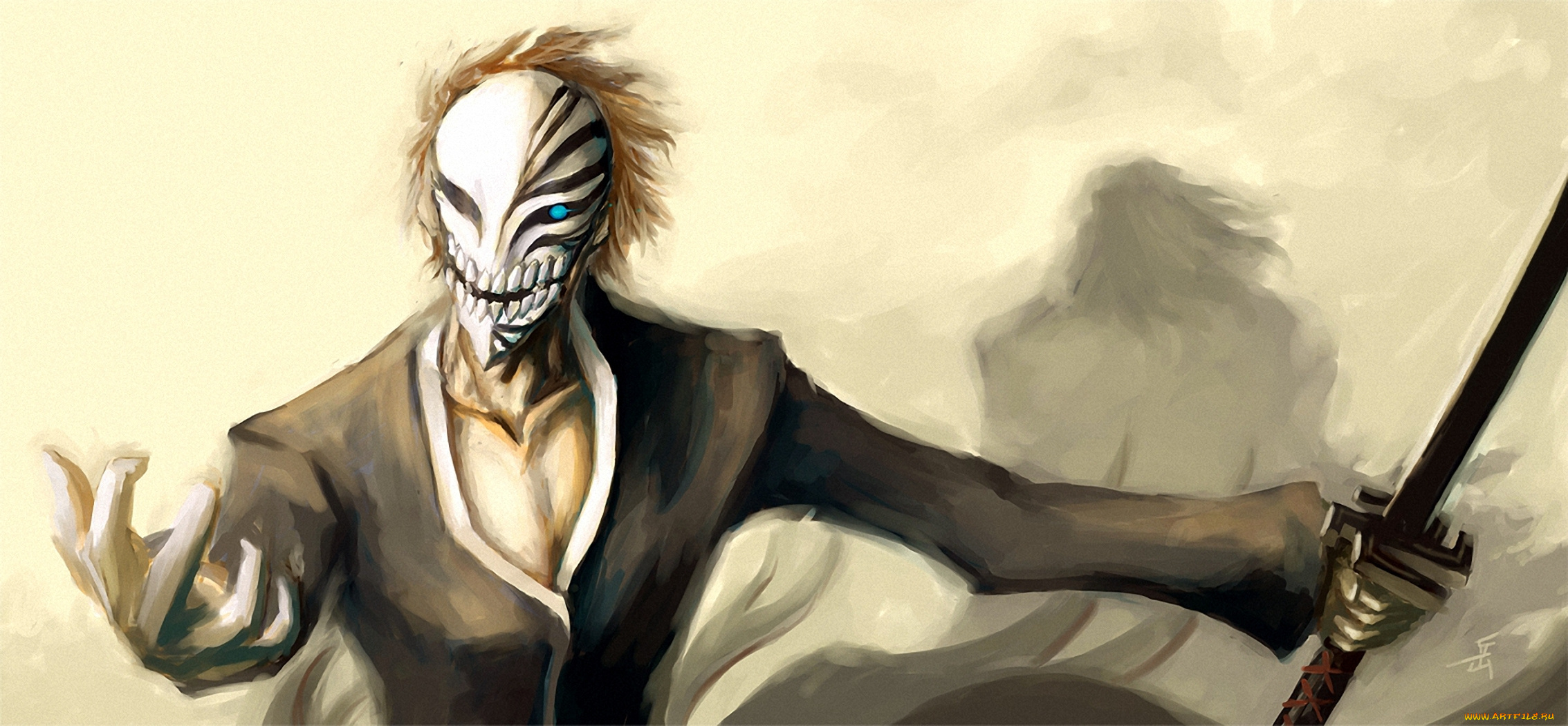 аниме, bleach, пустой, маска, zangetsu, hichigo, ichigo