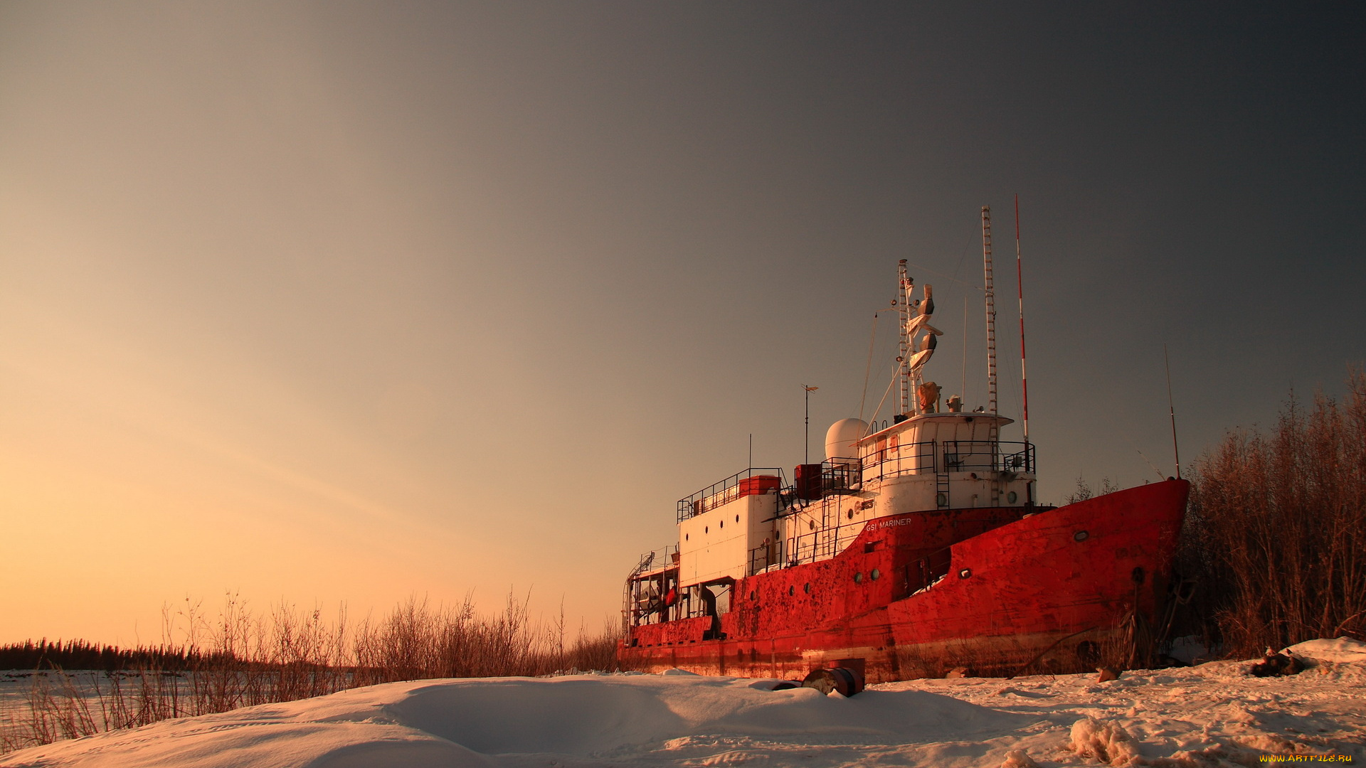 корабли, грузовые, суда, снег