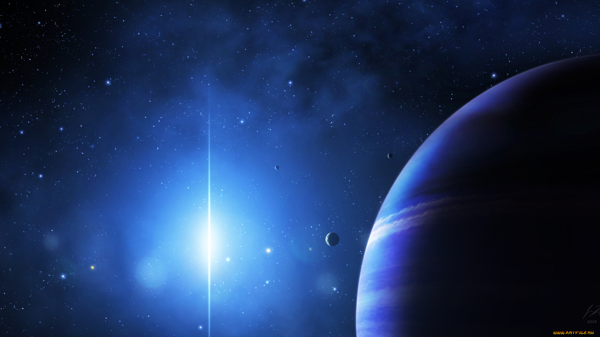 космос, арт, планеты, вселенная, звезды, свечение