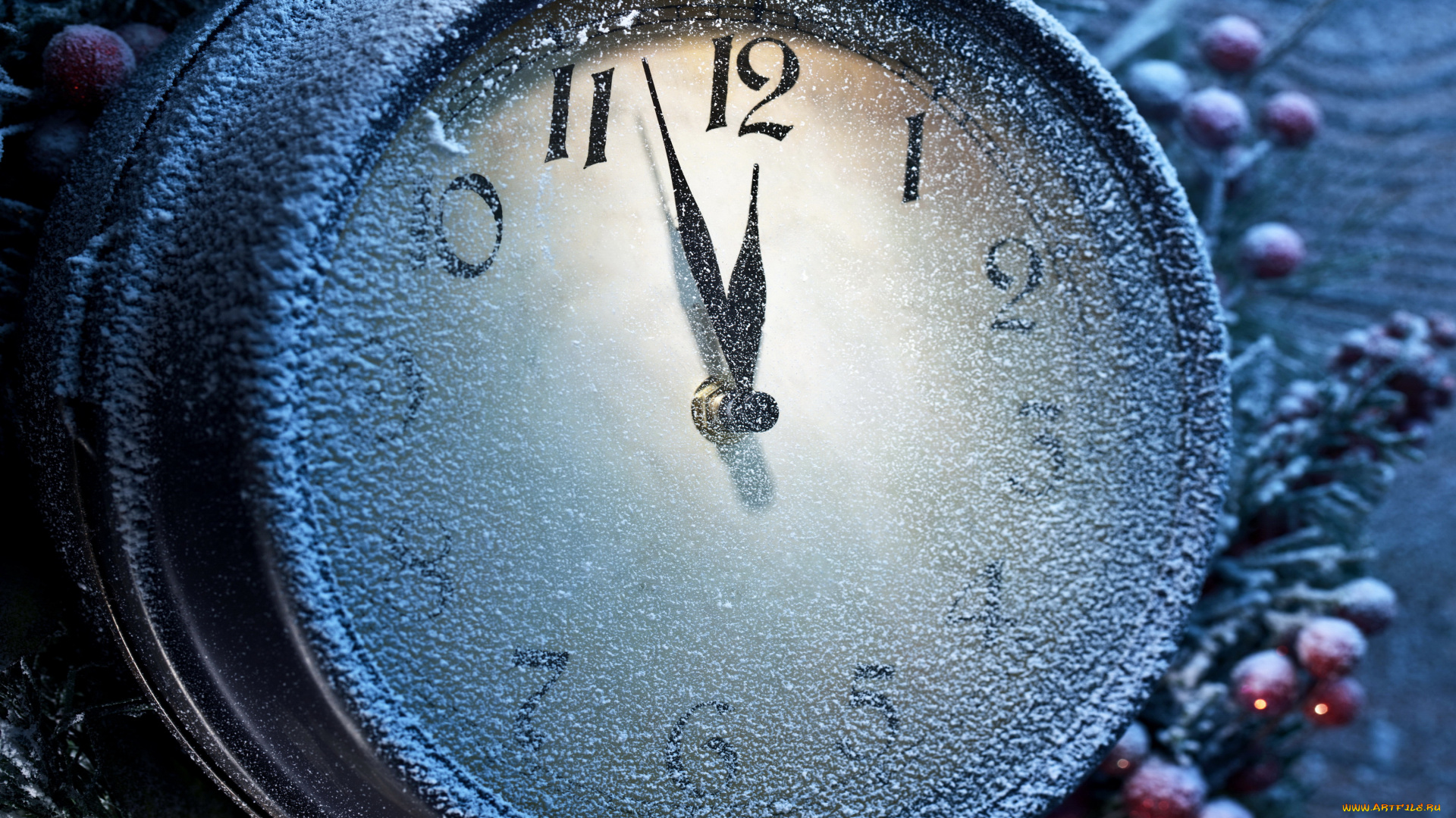 праздничные, -, разное, , новый, год, иней, часы, год, новый