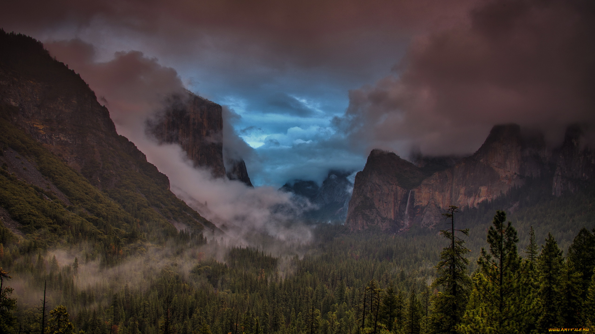 природа, горы, storm, tunnel, view, yosemite, national, park