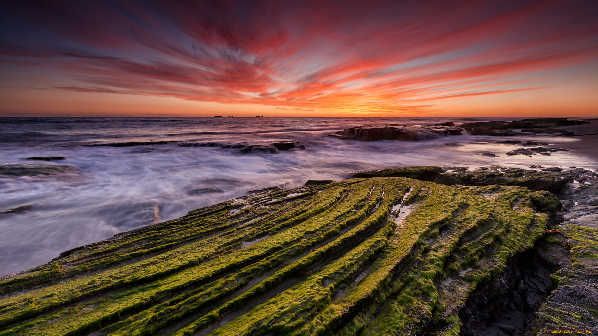 природа, побережье, море, пейзаж, закат