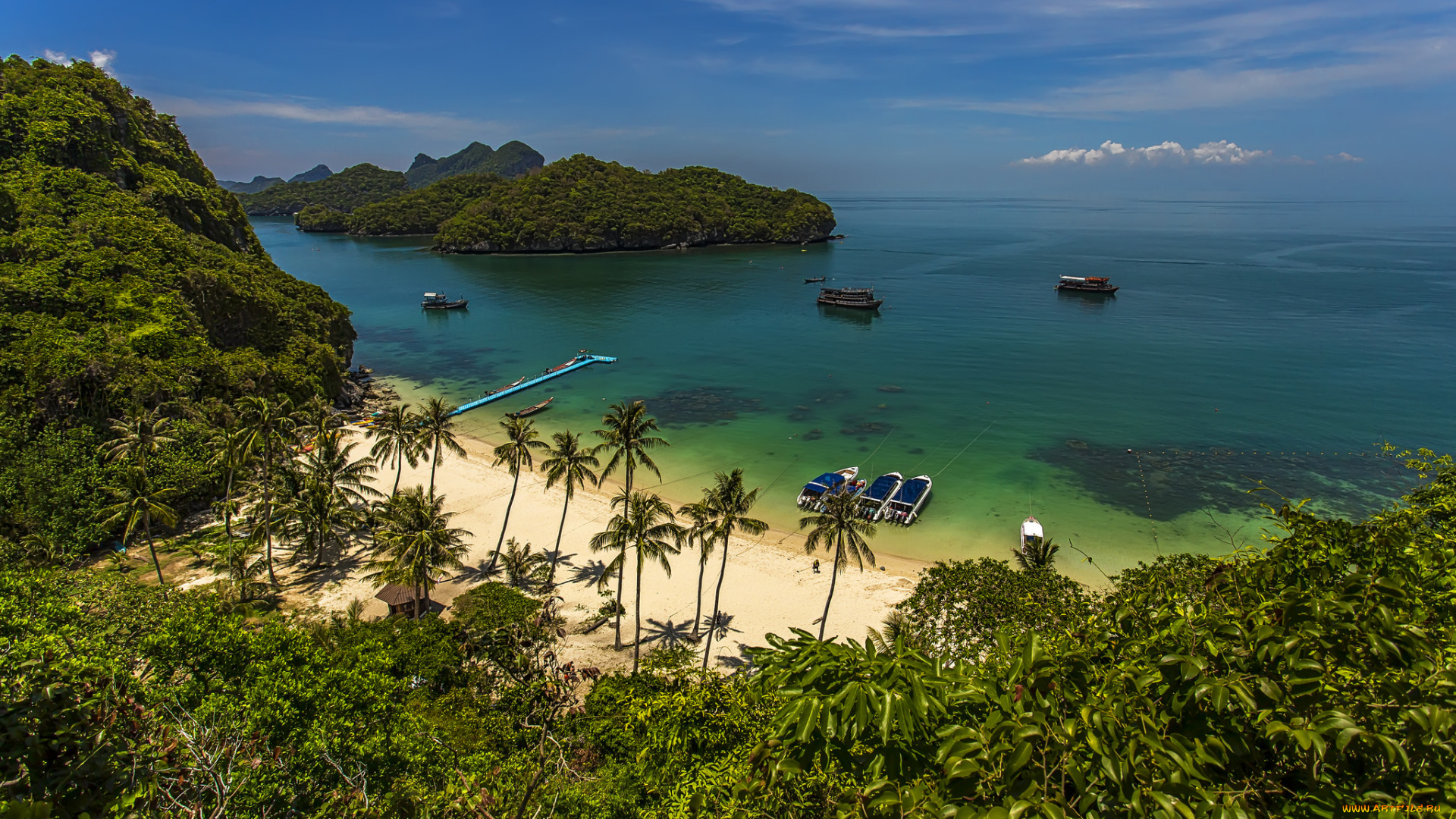 природа, тропики, пальмы, острова, пляж, океан