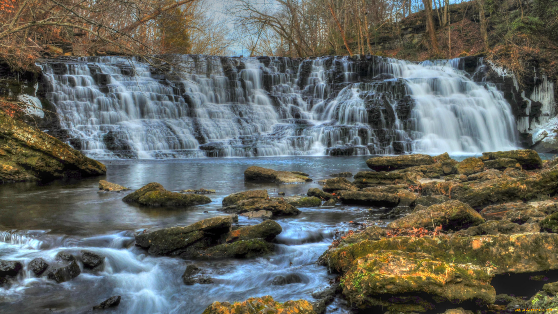 природа, водопады, водопад, река, лес