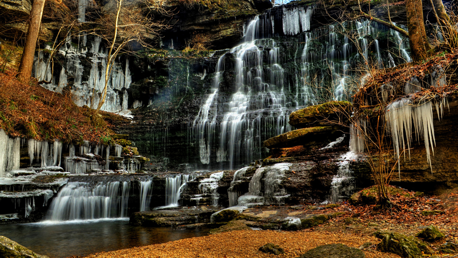 природа, водопады, водопад, река, лес