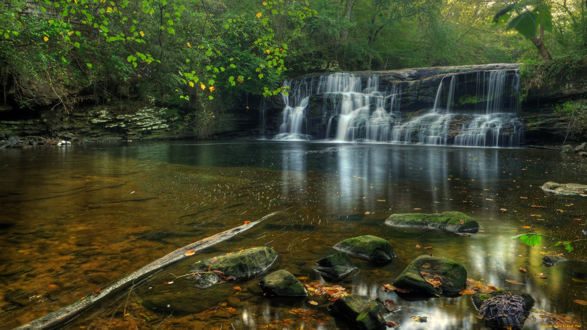 природа, водопады, водопад, река, лес