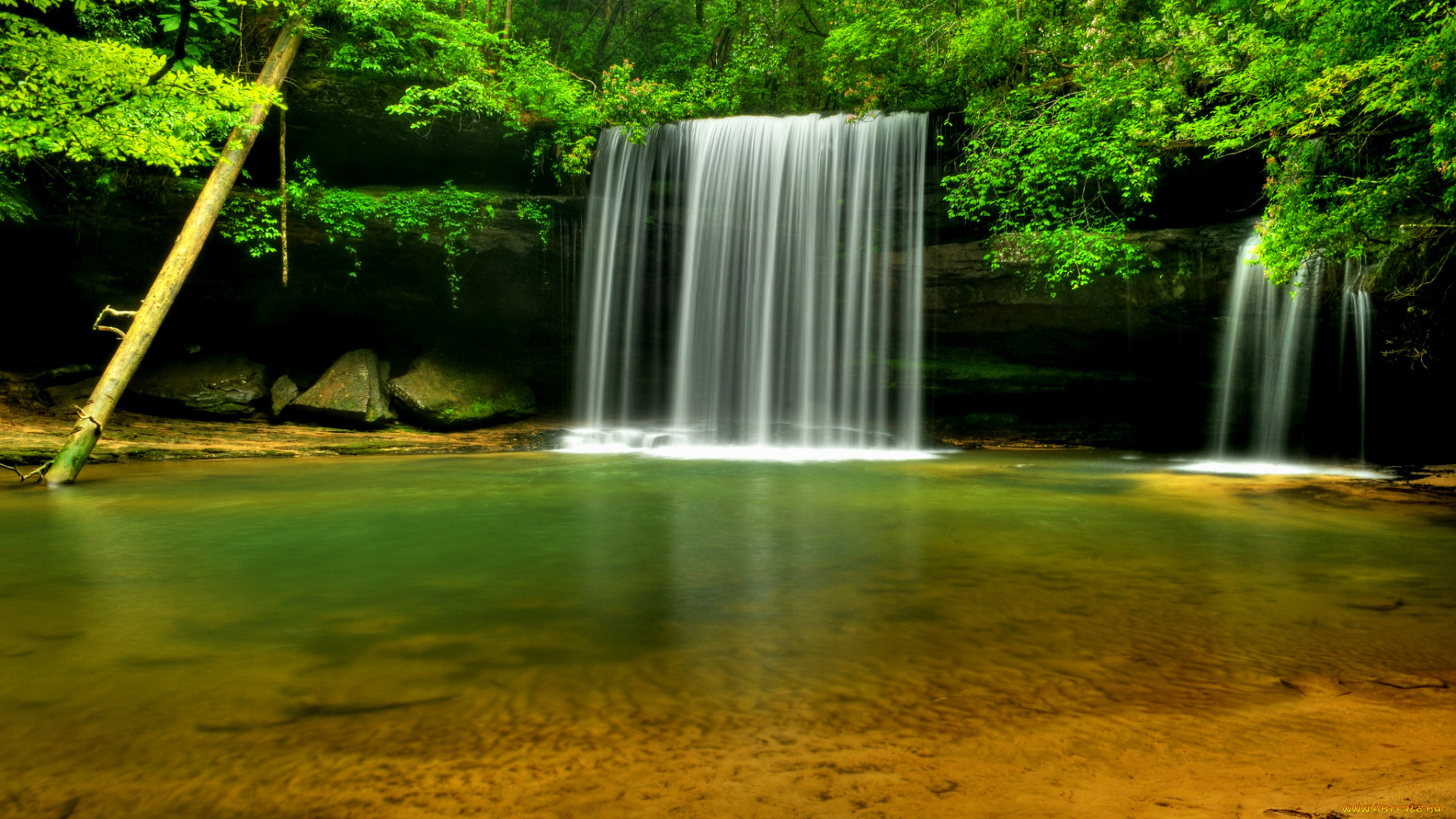 природа, водопады, водопад, река, лес
