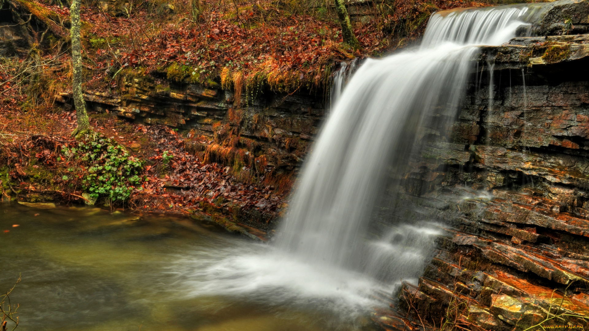 природа, водопады, водопад, река, лес
