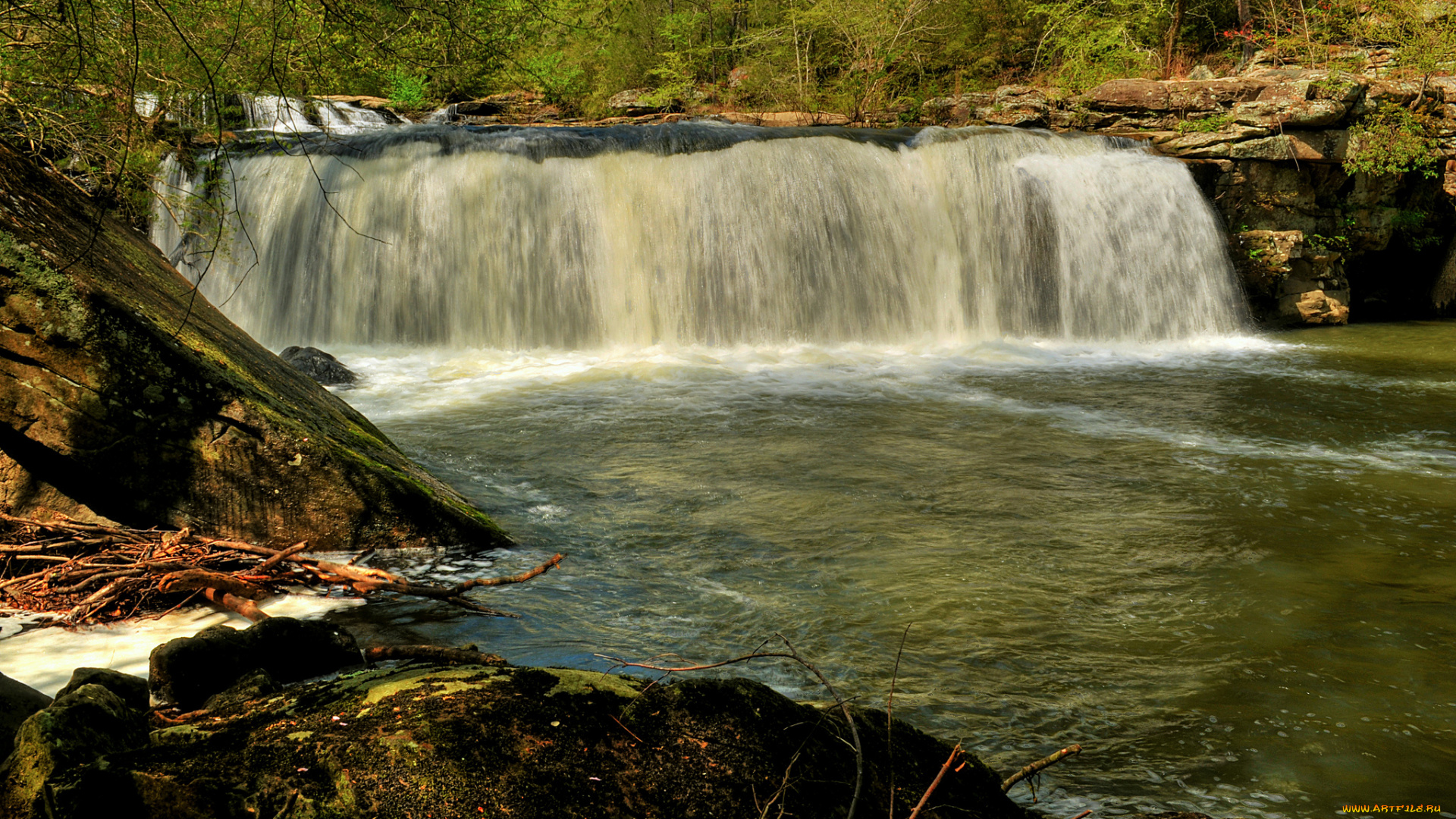 природа, водопады, водопад, река, лес