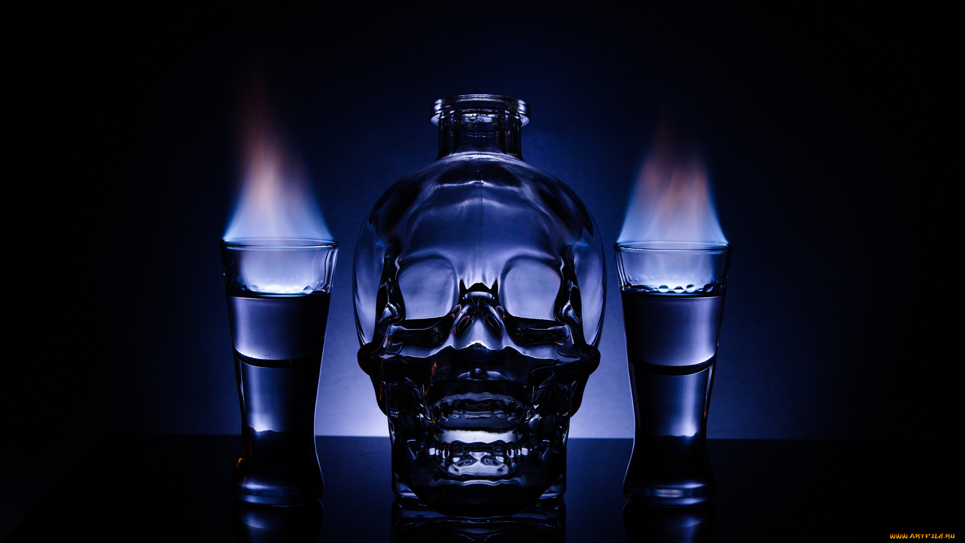 разное, -, другое, бутылка, водка, череп, рюмки, пламя