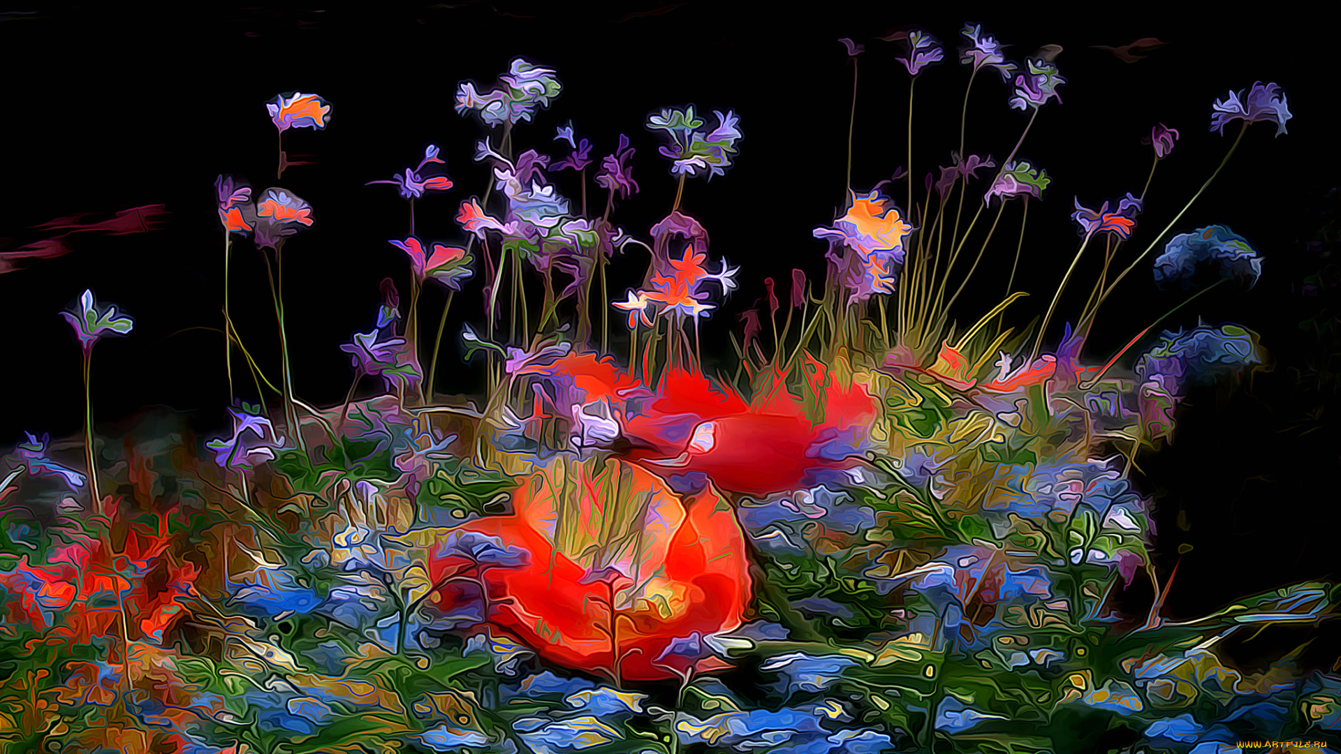 разное, компьютерный, дизайн, фон, сад, цветы, клумба, лепестки