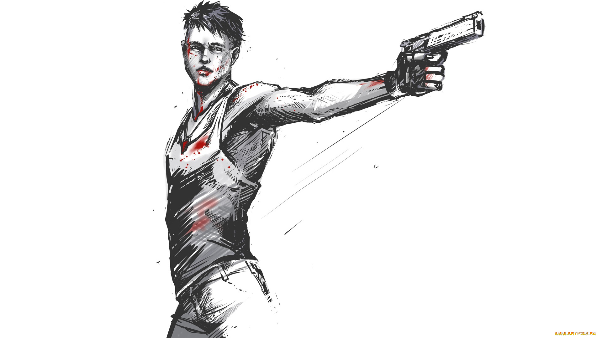 видео, игры, devil, may, cry, пистолет, арт, парень