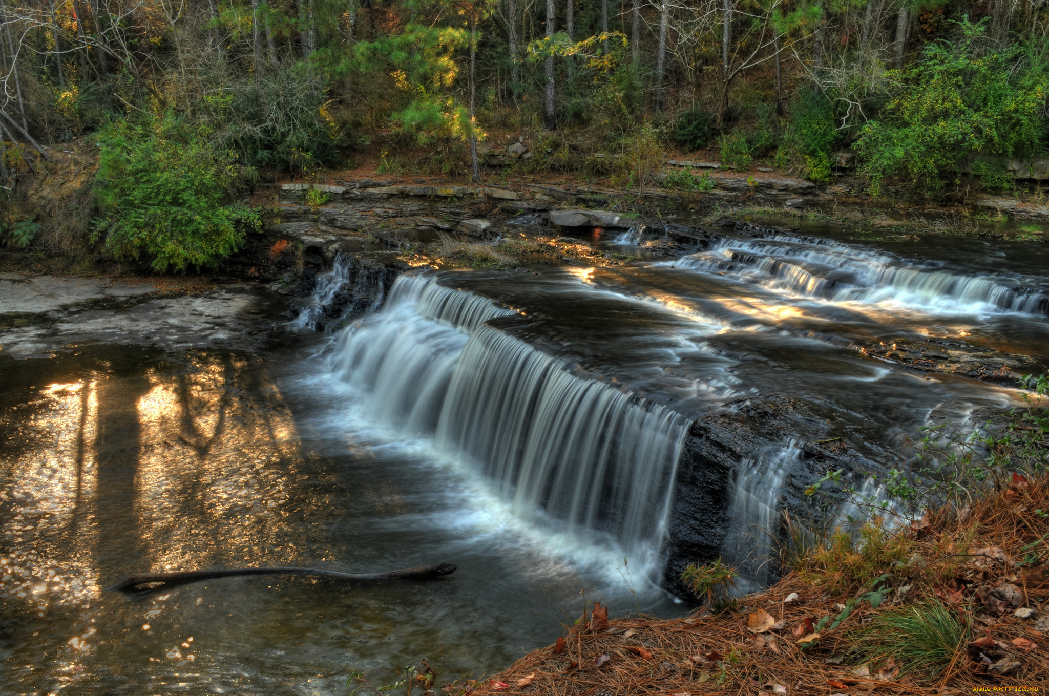 природа, водопады, лес, водопад, река