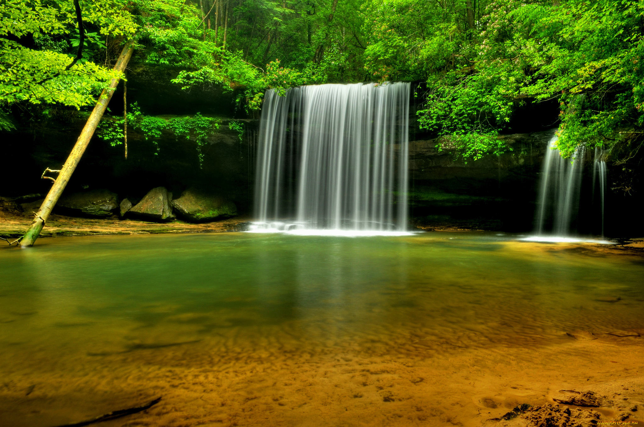 природа, водопады, водопад, река, лес