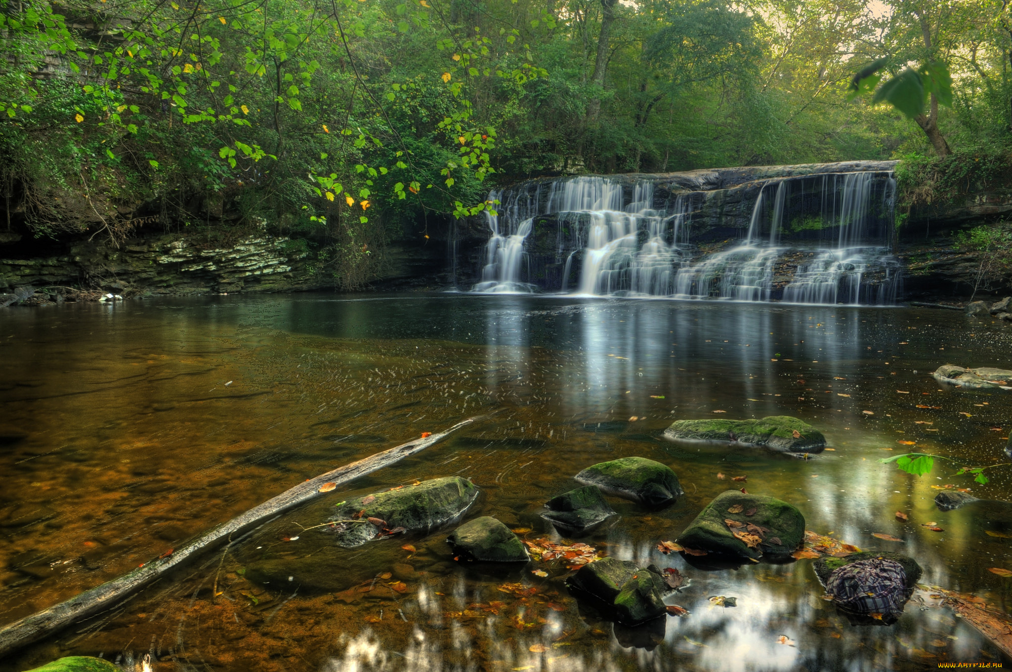 природа, водопады, водопад, река, лес