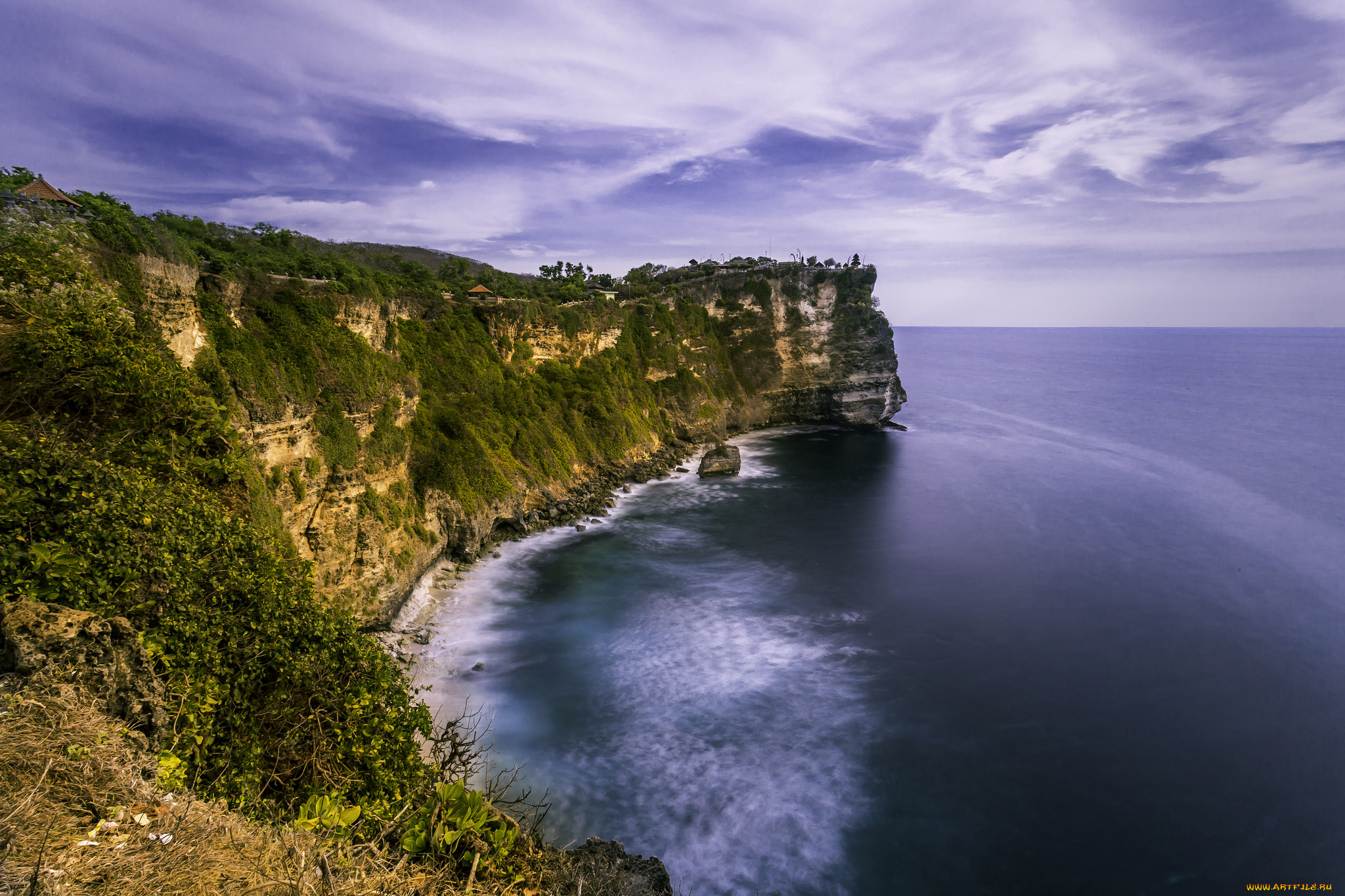 природа, побережье, горизонт, обрыв, берег, океан