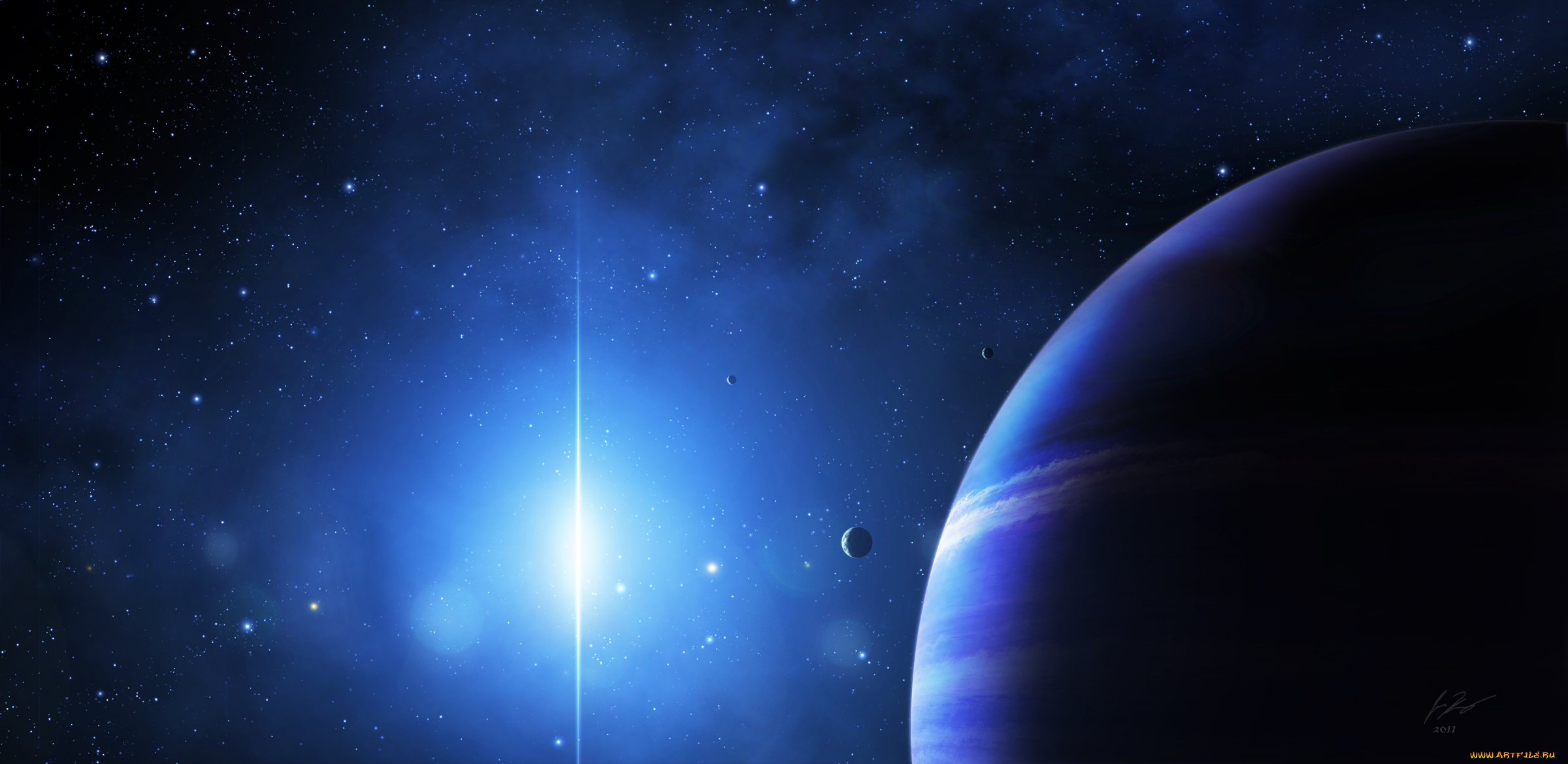 космос, арт, планеты, вселенная, звезды, свечение