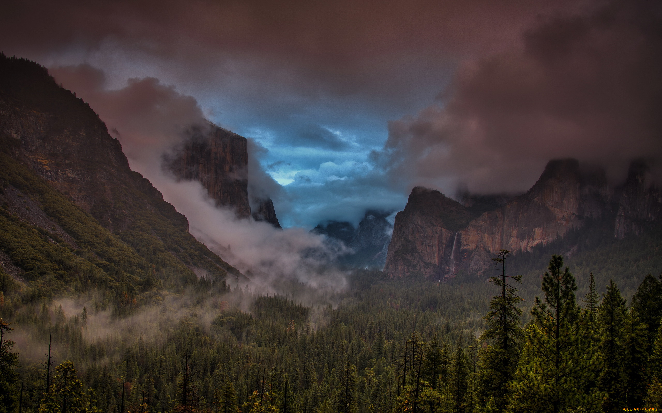 природа, горы, storm, tunnel, view, yosemite, national, park