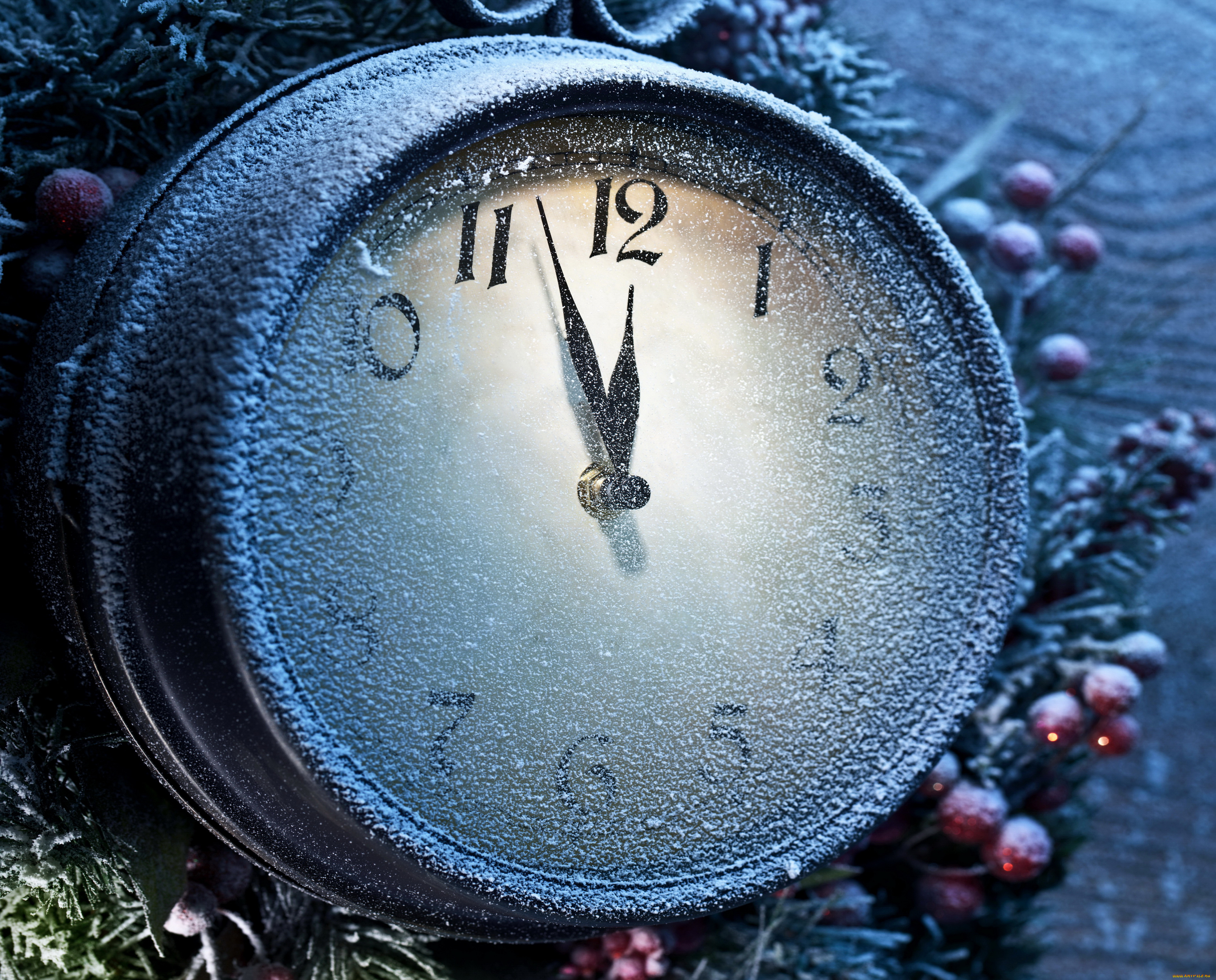 праздничные, -, разное, , новый, год, иней, часы, год, новый