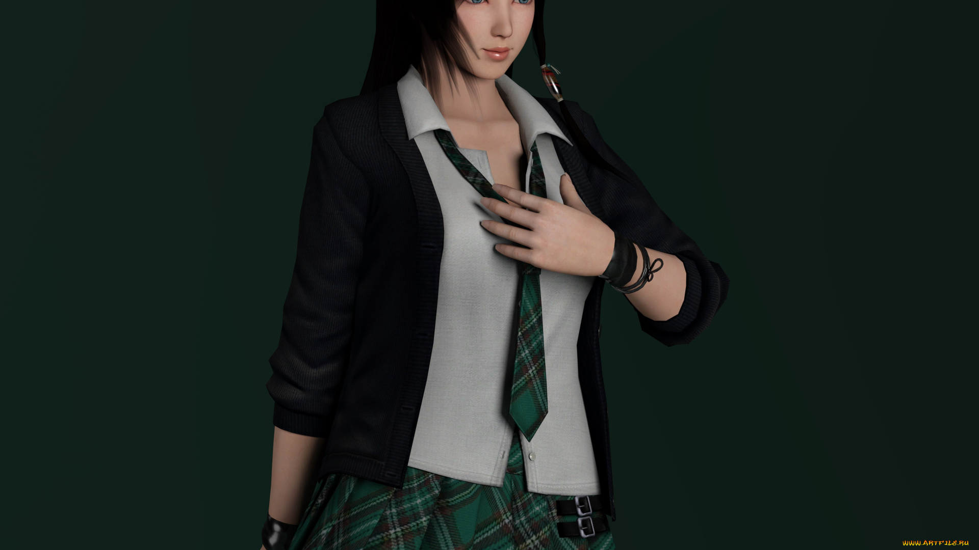 3д, графика, аниме, , anime, девушка, взгляд, фон