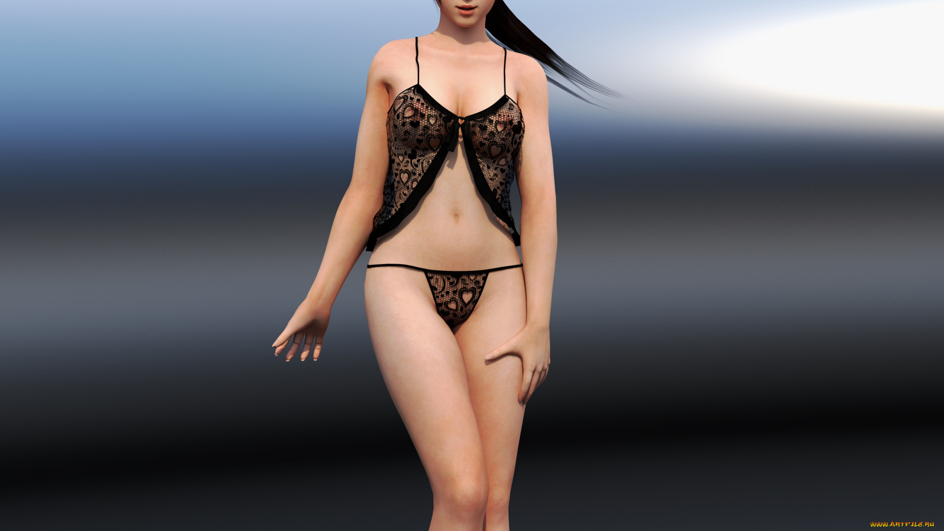 3д, графика, аниме, , anime, фон, взгляд, девушка