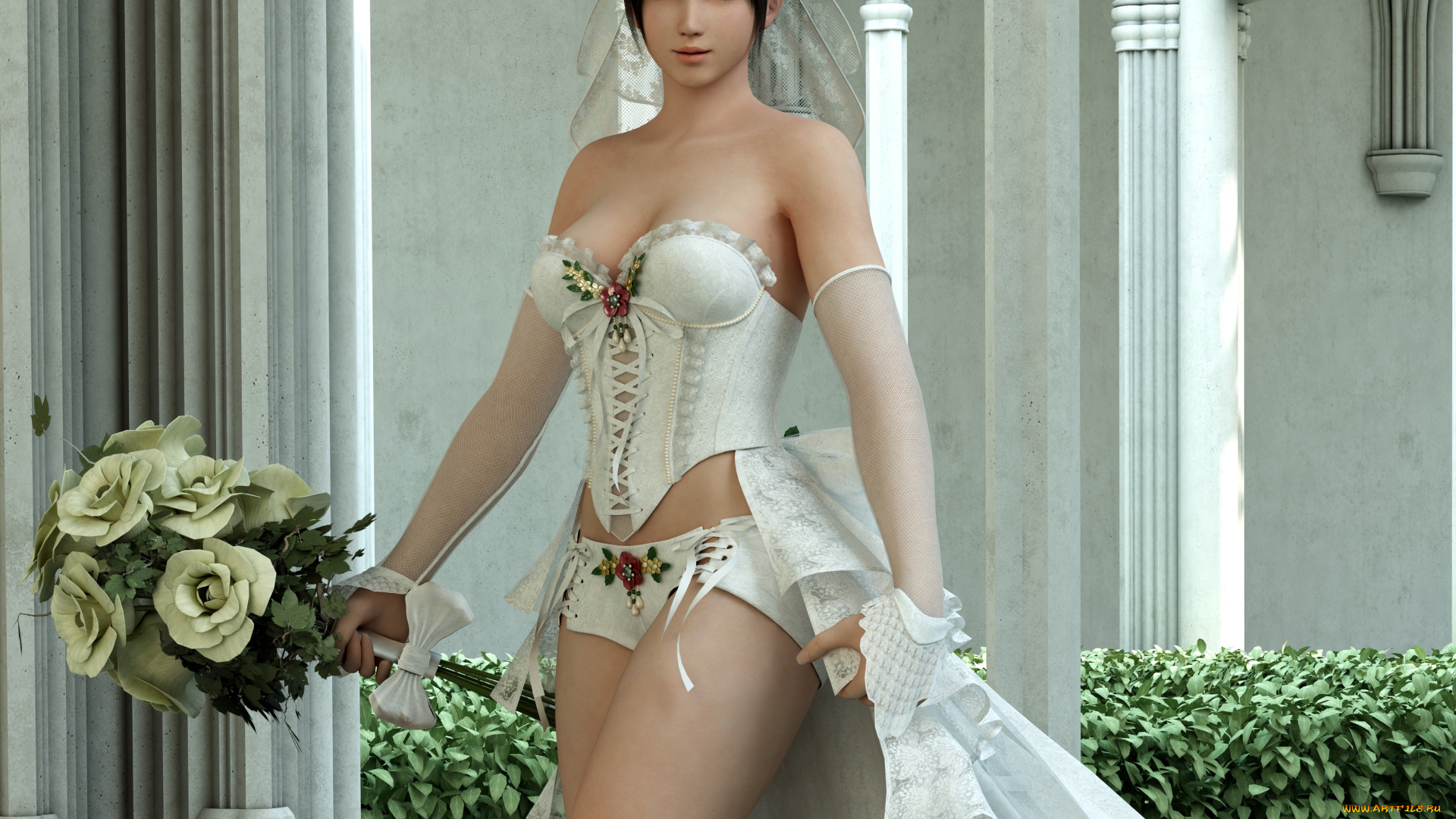 3д, графика, люди, , people, фон, взгляд, девушка, цветы