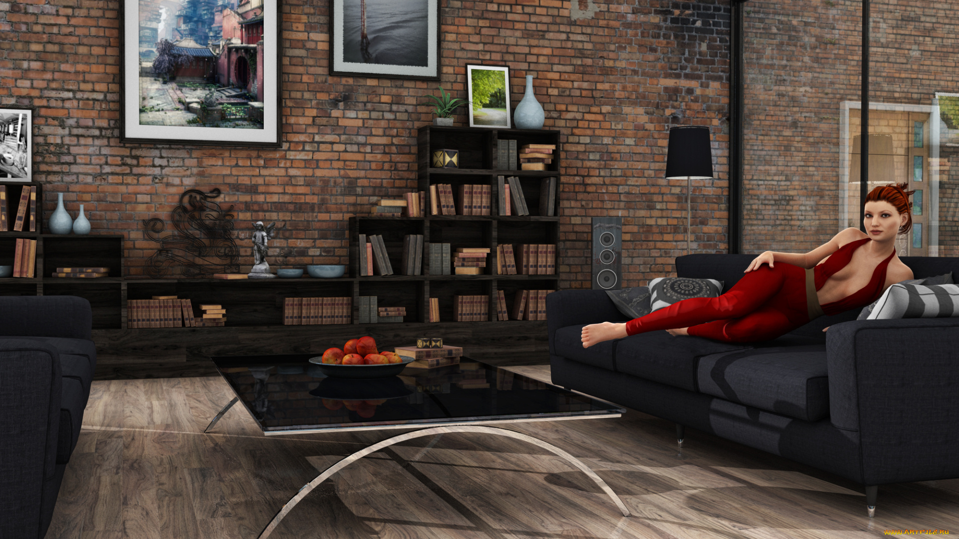 3д, графика, люди, , people, взгляд, девушка, интерьер, фон