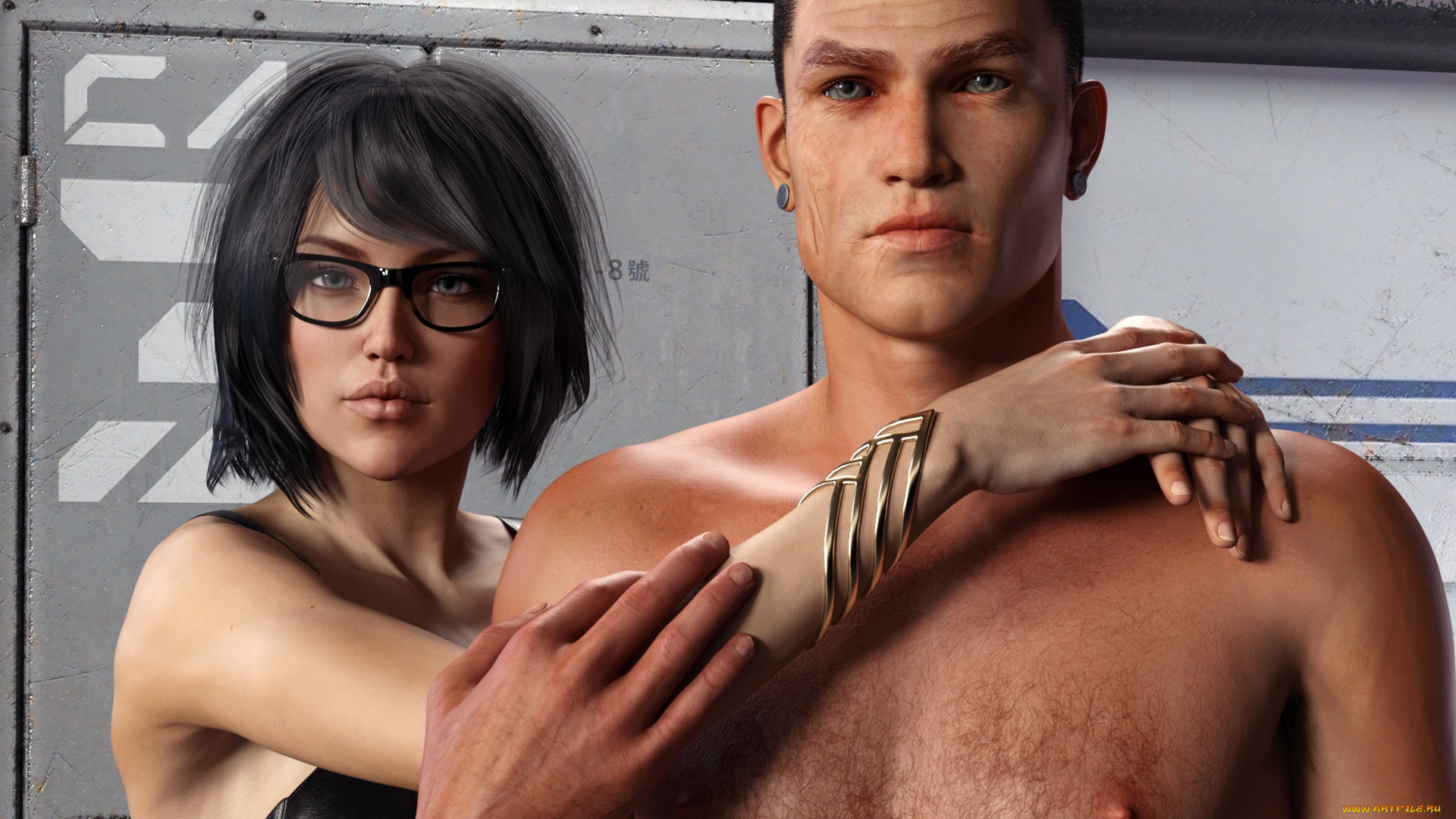 3д, графика, романтика, , romantics, девушка, взгляд, фон, парень