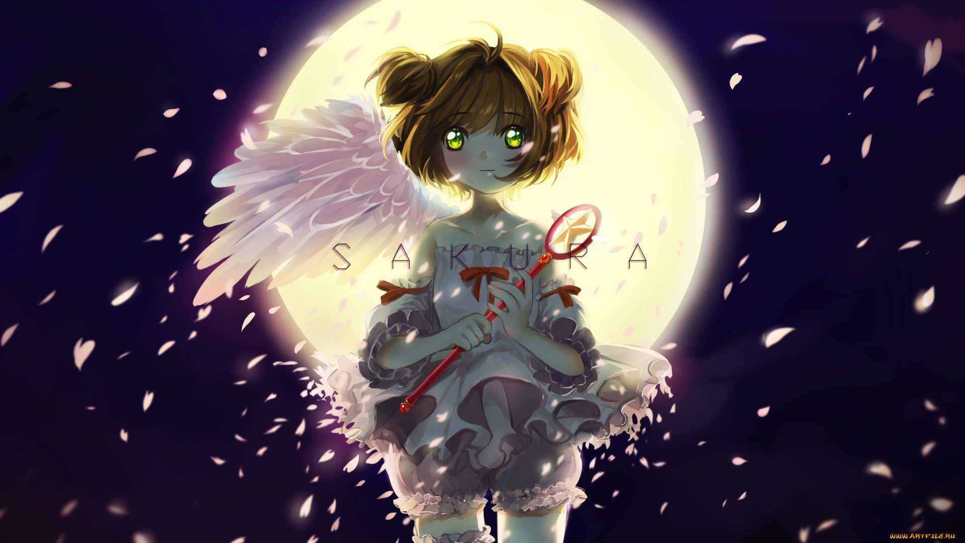 аниме, card, captor, sakura, девочка, yuzhi, ангел, арт, kinomoto, sakura, card, captor