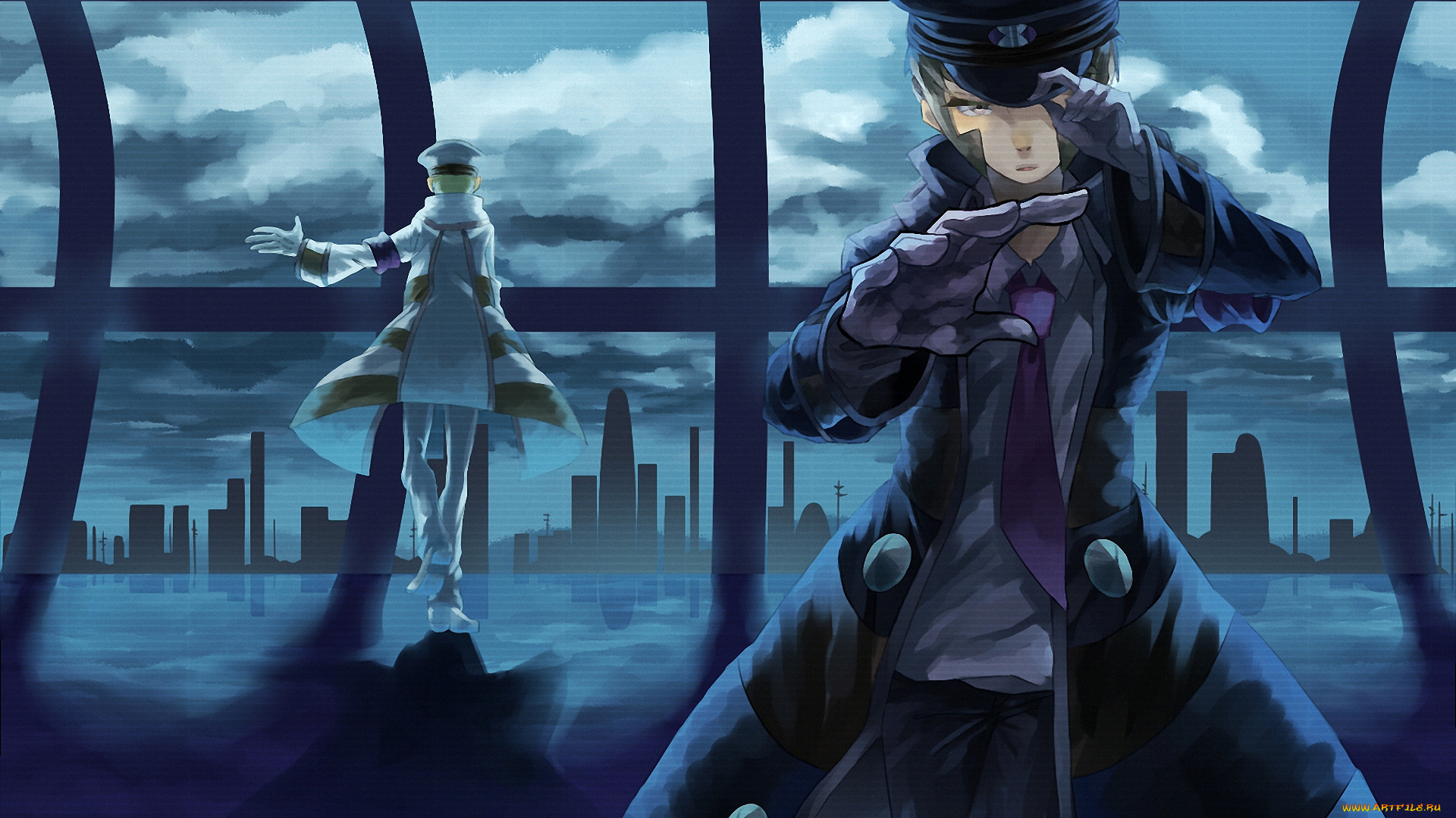 аниме, pokemon, тренер, мастер, фуражка, облака, город