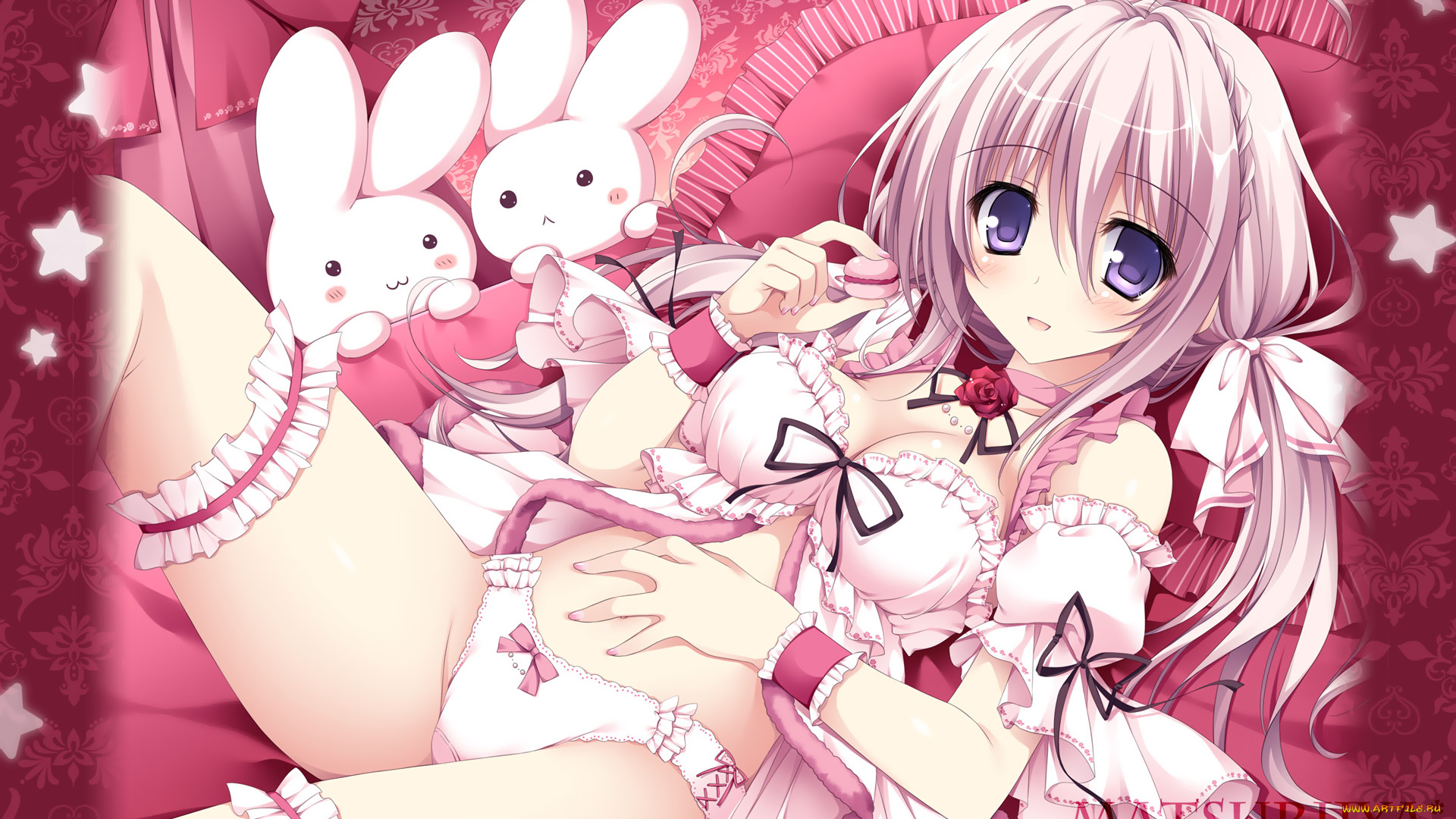 аниме, unknown, , другое, арт, кролики, девушка, nanaroba, hana