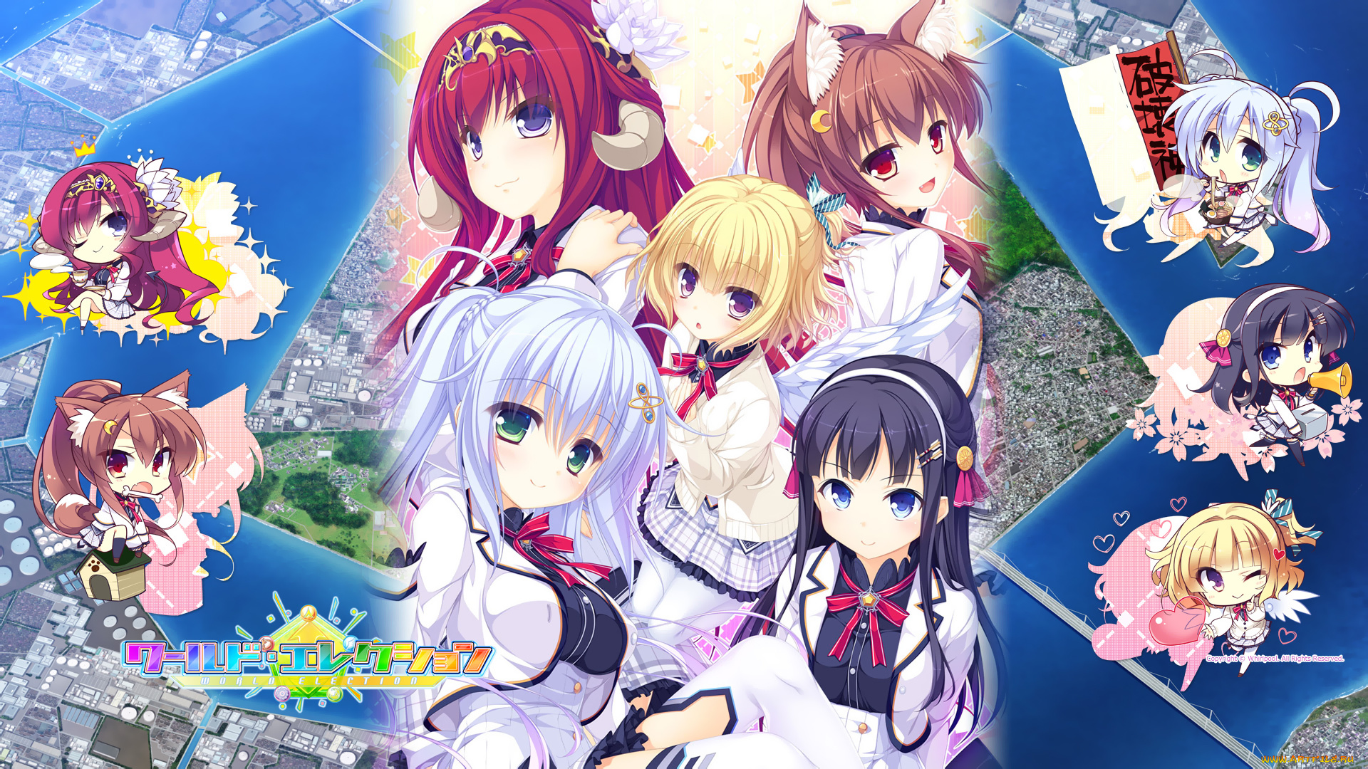 аниме, животные, , существа, арт, существа, девушки