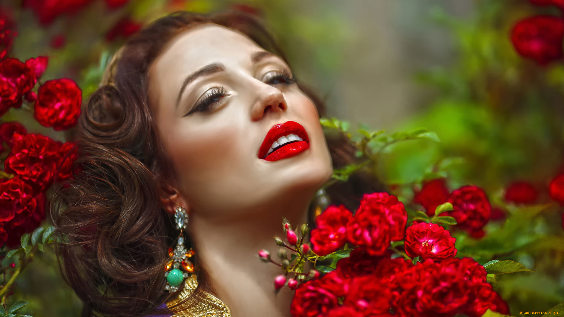 девушки, -unsort, , лица, , портреты, цветы, девушка