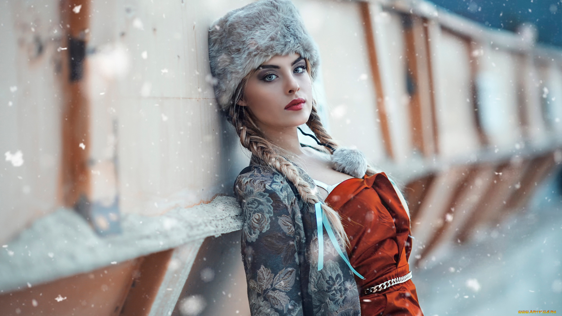 девушки, alessandro, di, cicco, макияж, alessandro, di, cicco, cold, moscow, косы, шапка, снег