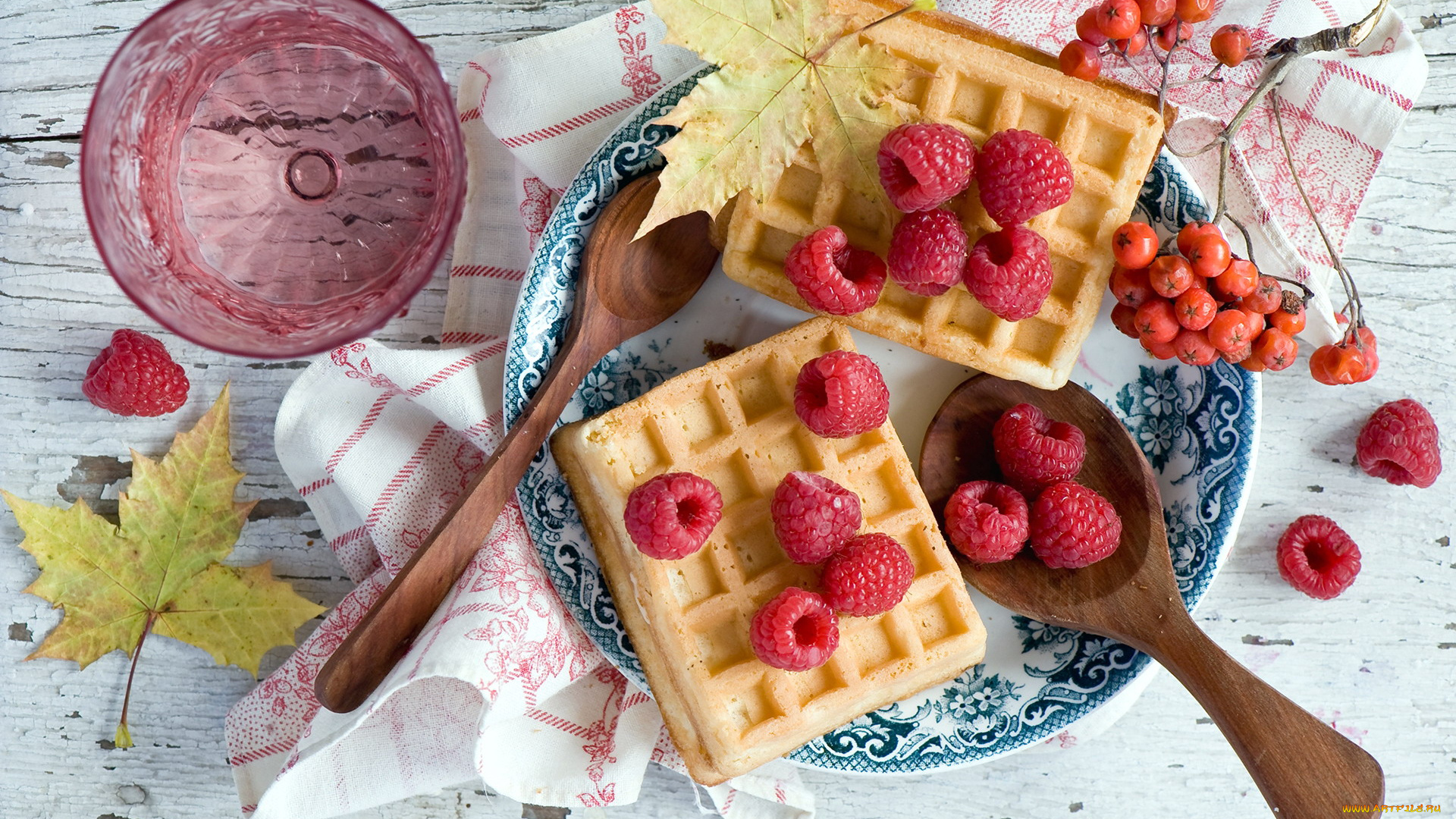 еда, блины, , оладьи, рябина, вафли, малина