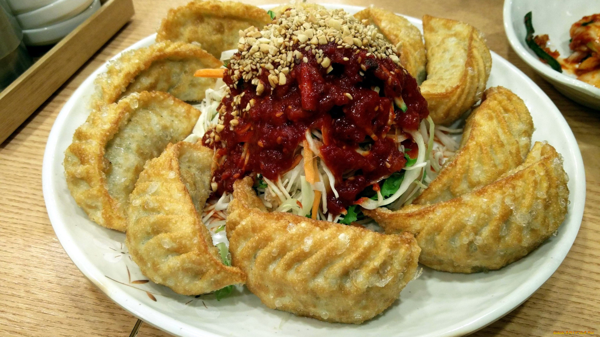 еда, пельмени, , манты, , вареники, соус, korean, mandu, салат