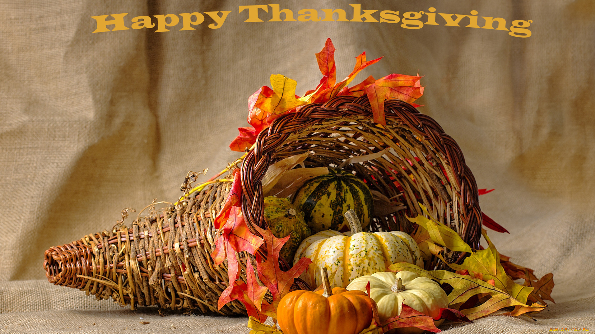 праздничные, день, благодарения, тыква, корзина